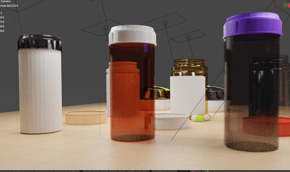 2 simple style pill bottle and 1 japan style pill box 3D model_11