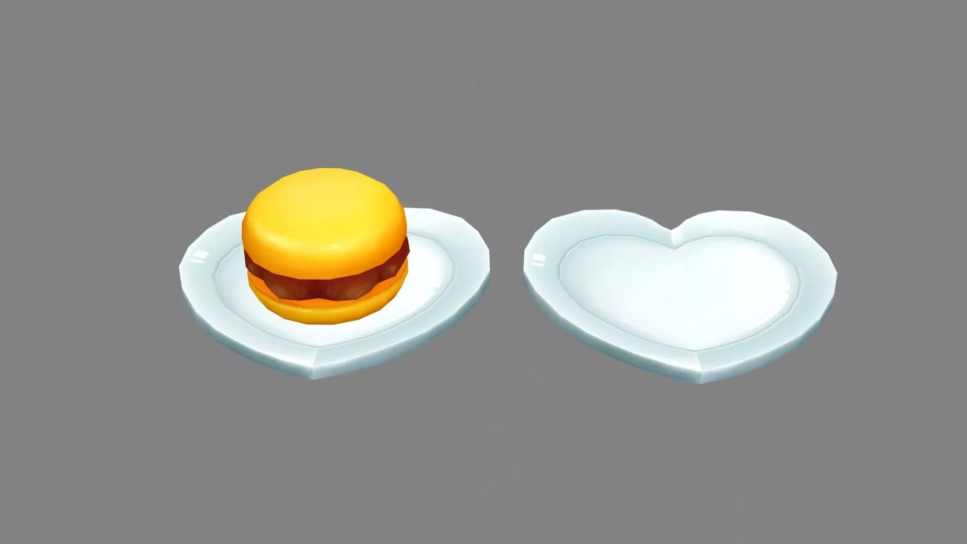Cartoon dessert - hamburger - love plate Low-poly 3D model