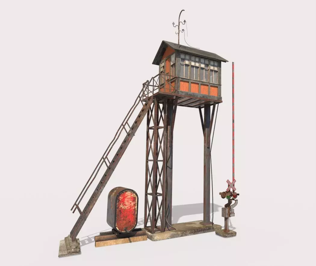 Railroad Signal Tower 3D model_0
