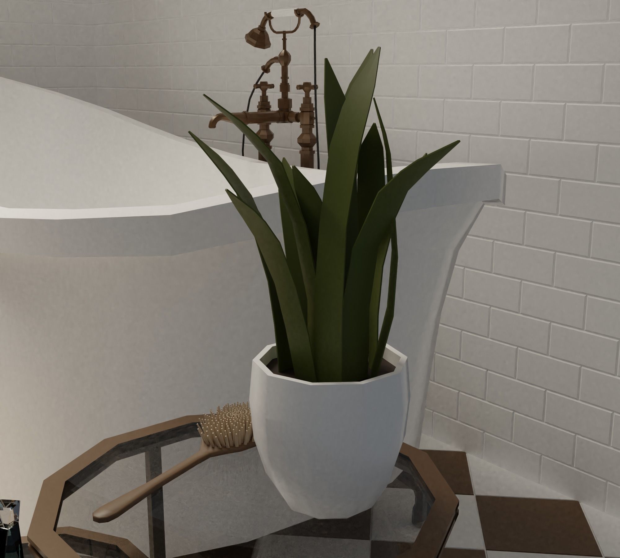 Bathroom bronze faucet Low-poly 3D model_15