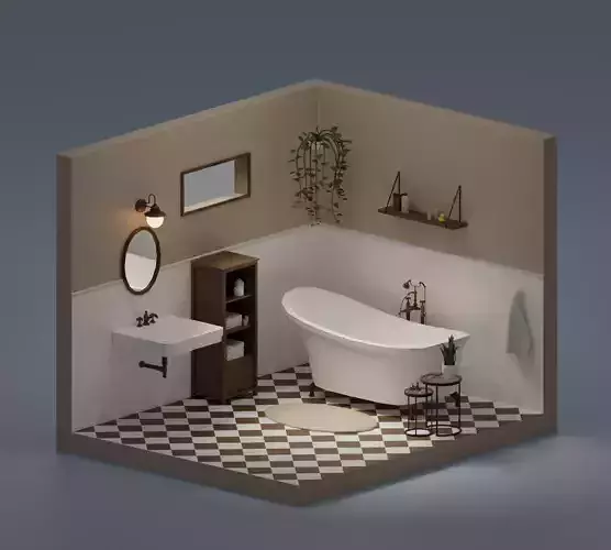 Bathroom bronze faucet Low-poly 3D model