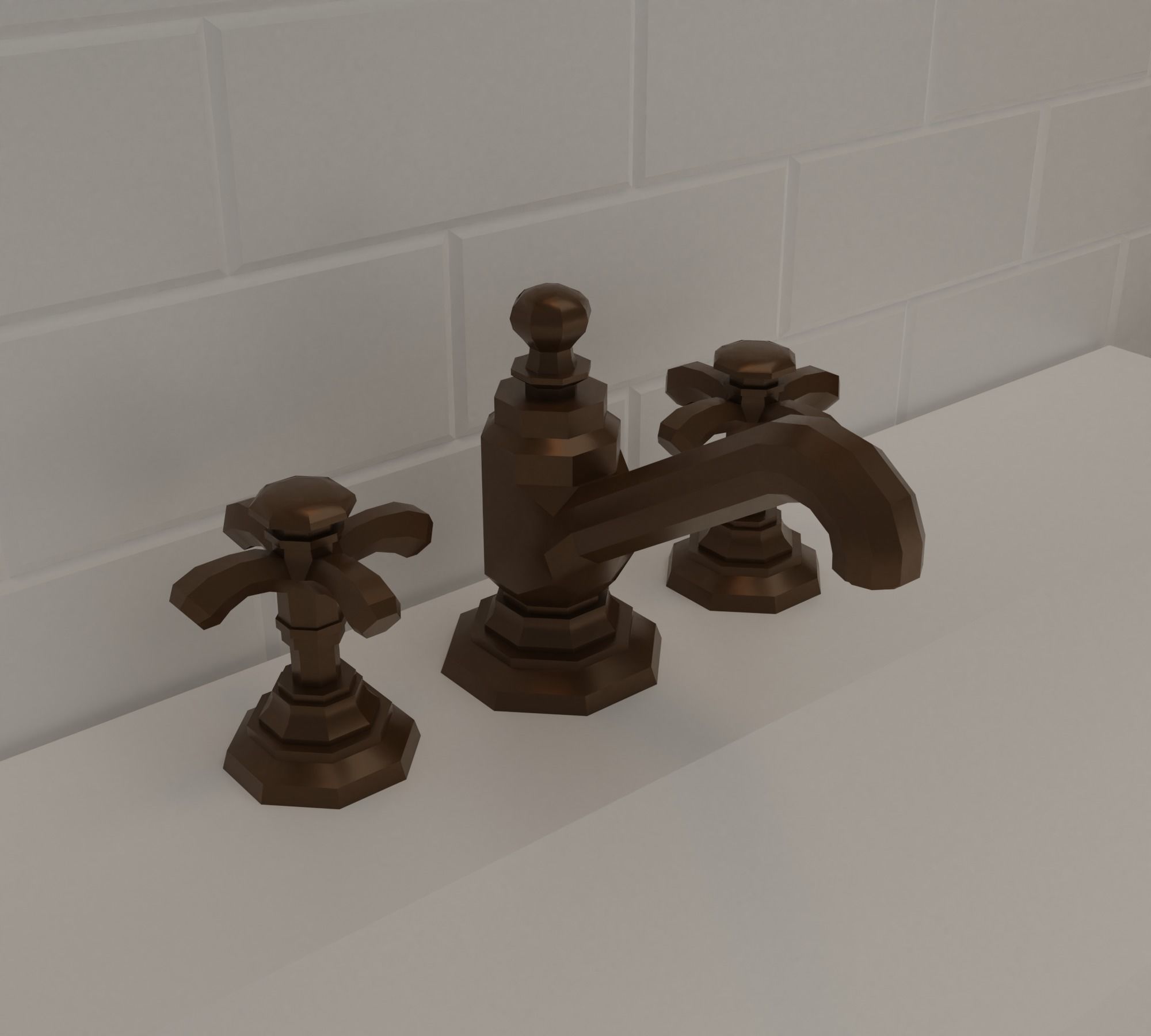 Bathroom bronze faucet Low-poly 3D model_4