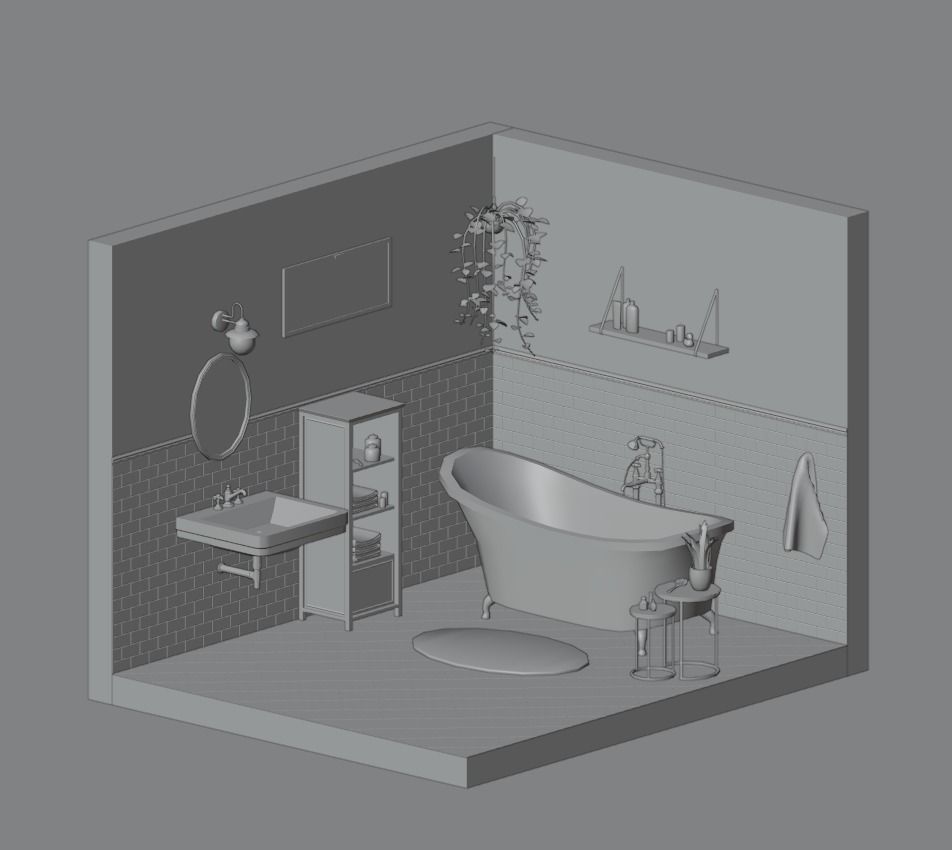 Bathroom bronze faucet Low-poly 3D model_1