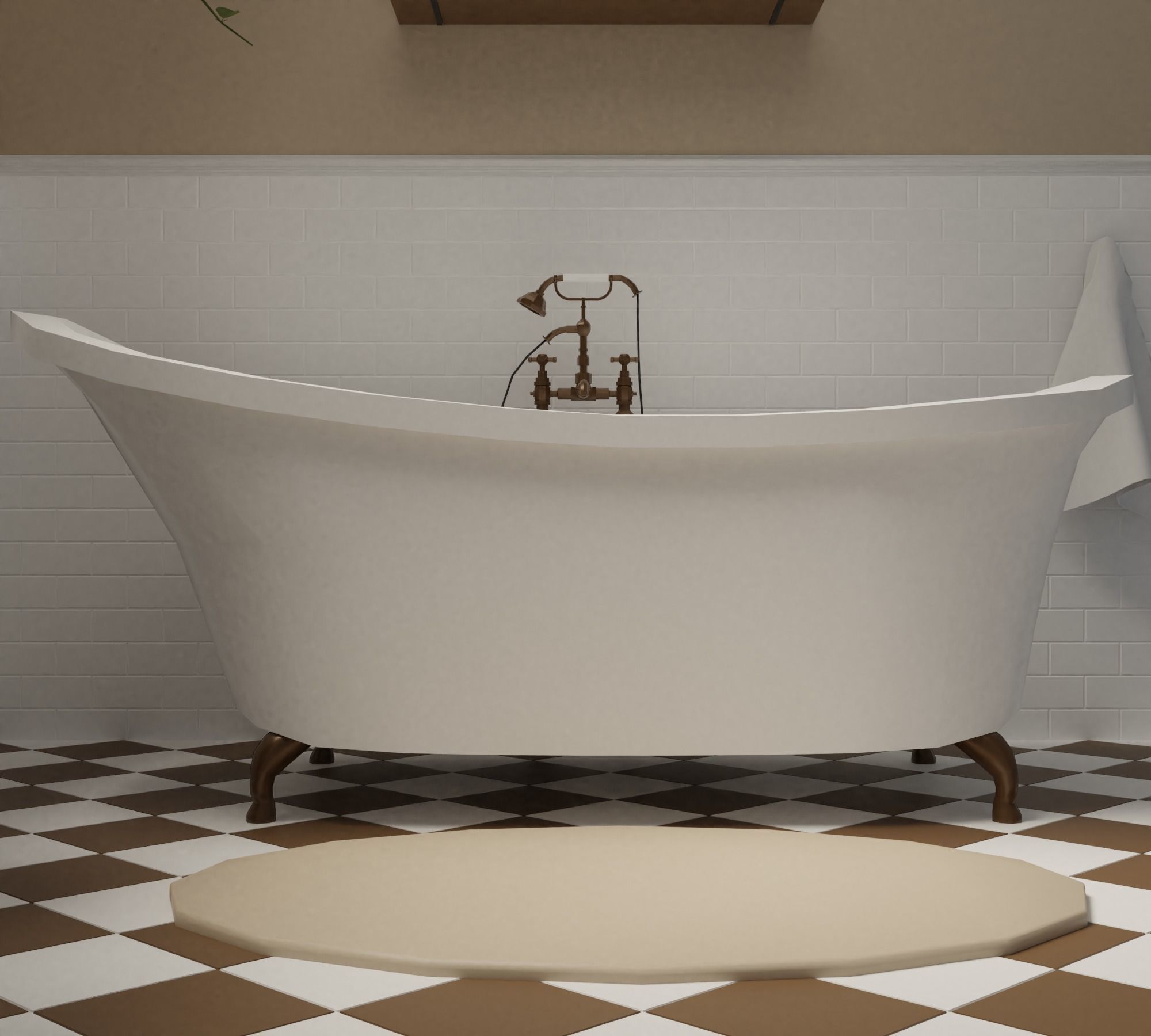 Bathroom bronze faucet Low-poly 3D model_12