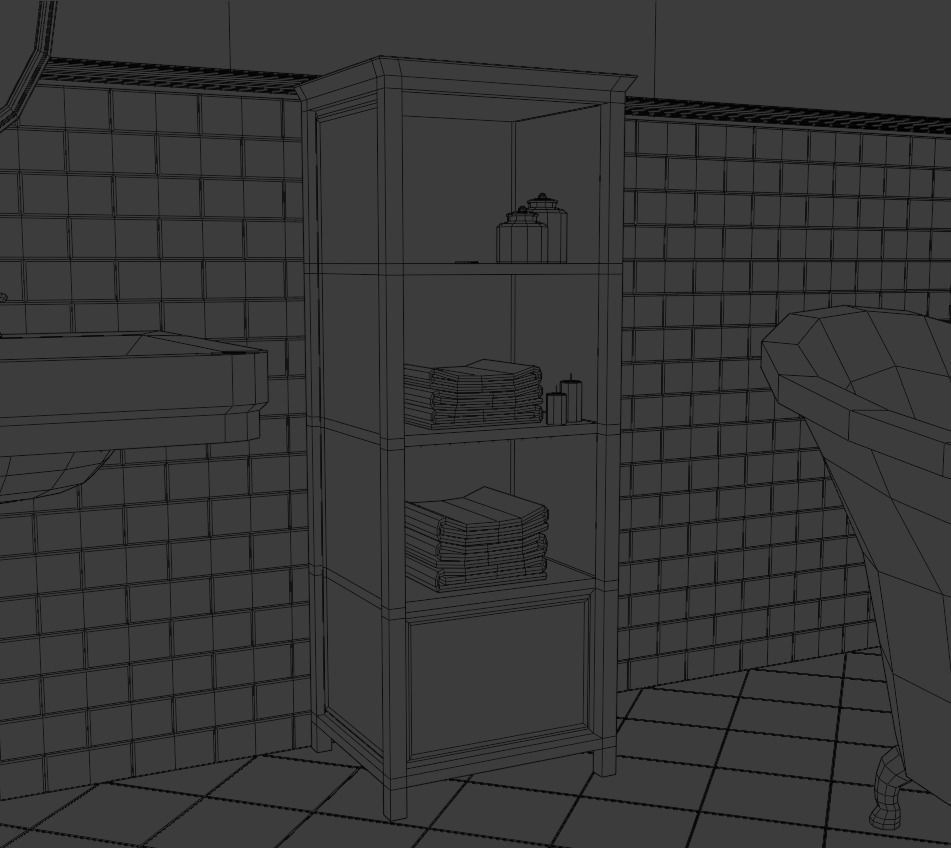 Bathroom bronze faucet Low-poly 3D model_23