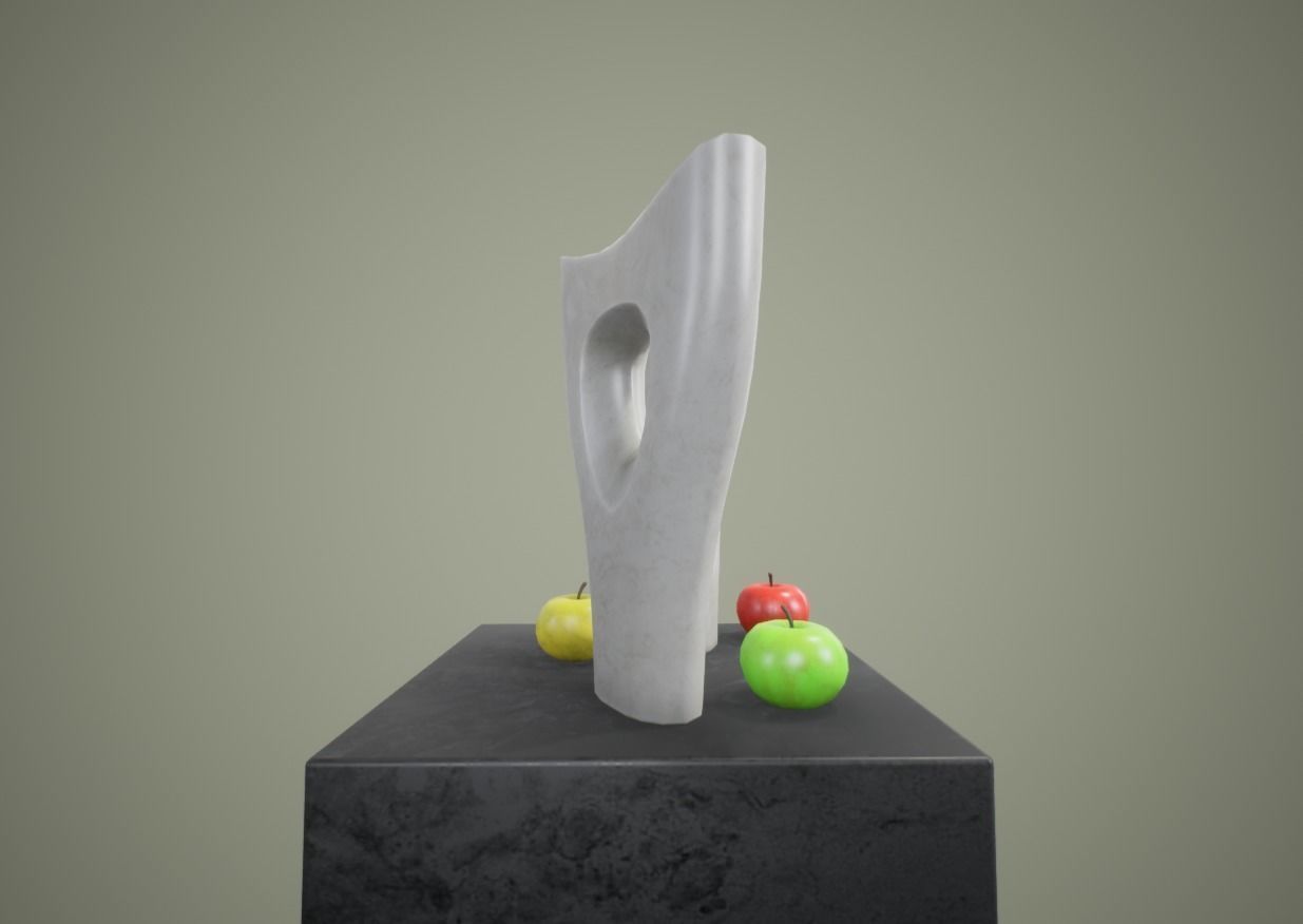 Apple and Two Marble Vases AR VR low-poly Low-poly 3D model_7