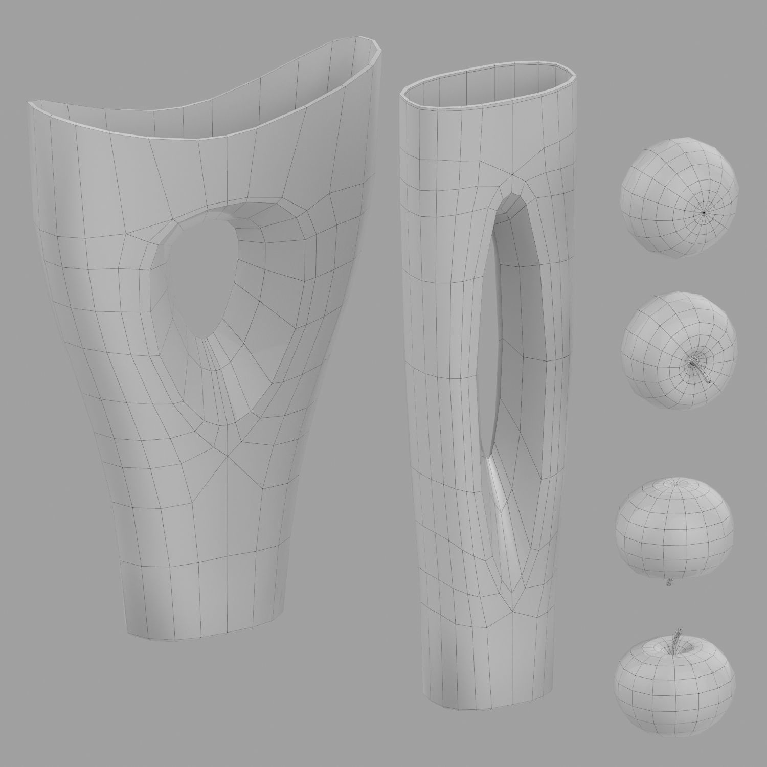 Apple and Two Marble Vases AR VR low-poly Low-poly 3D model_15