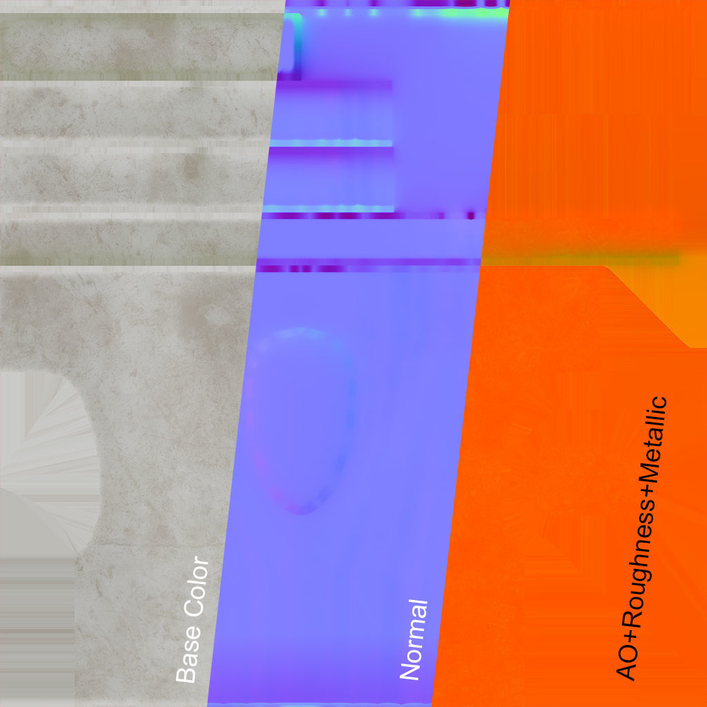 Apple and Two Marble Vases AR VR low-poly Low-poly 3D model_14