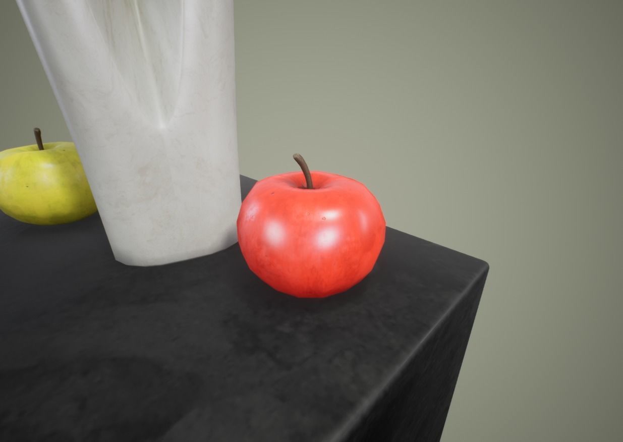 Apple and Two Marble Vases AR VR low-poly Low-poly 3D model_10