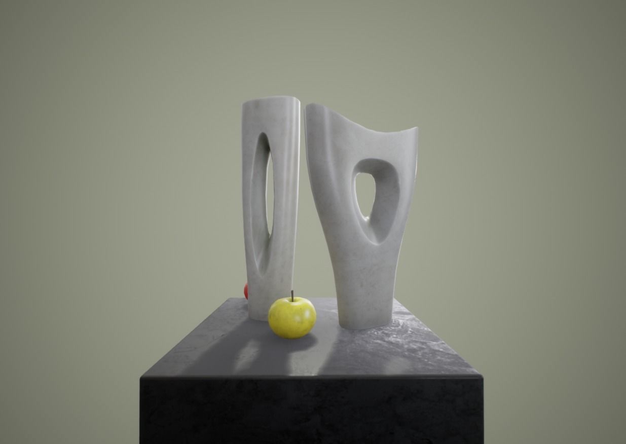 Apple and Two Marble Vases AR VR low-poly Low-poly 3D model_5