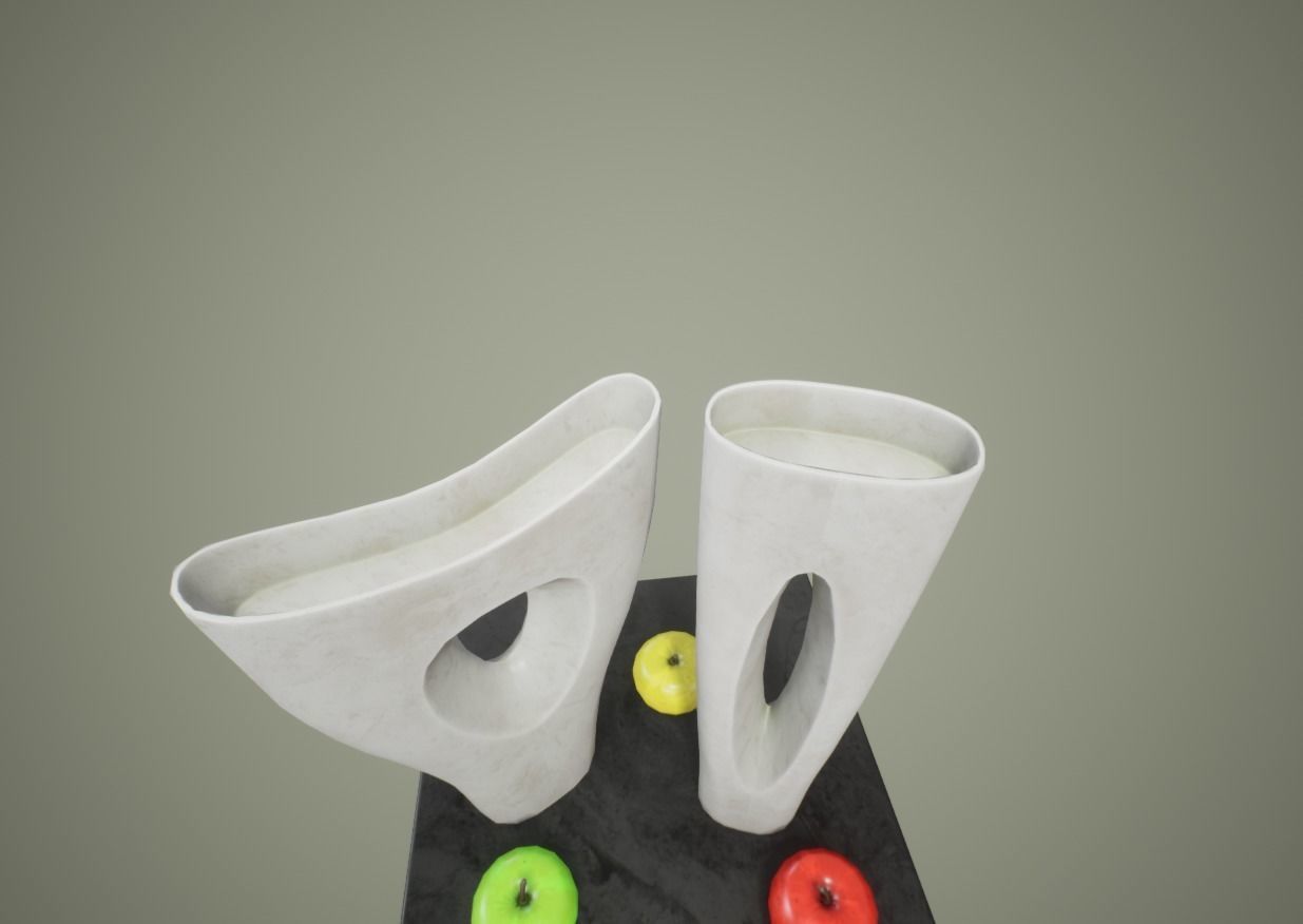 Apple and Two Marble Vases AR VR low-poly Low-poly 3D model_9