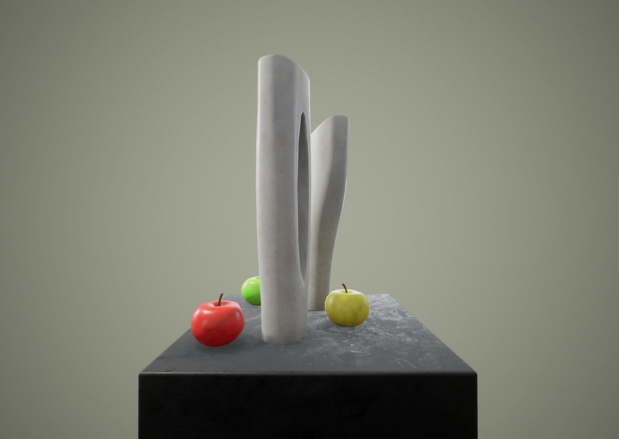 Apple and Two Marble Vases AR VR low-poly Low-poly 3D model_3