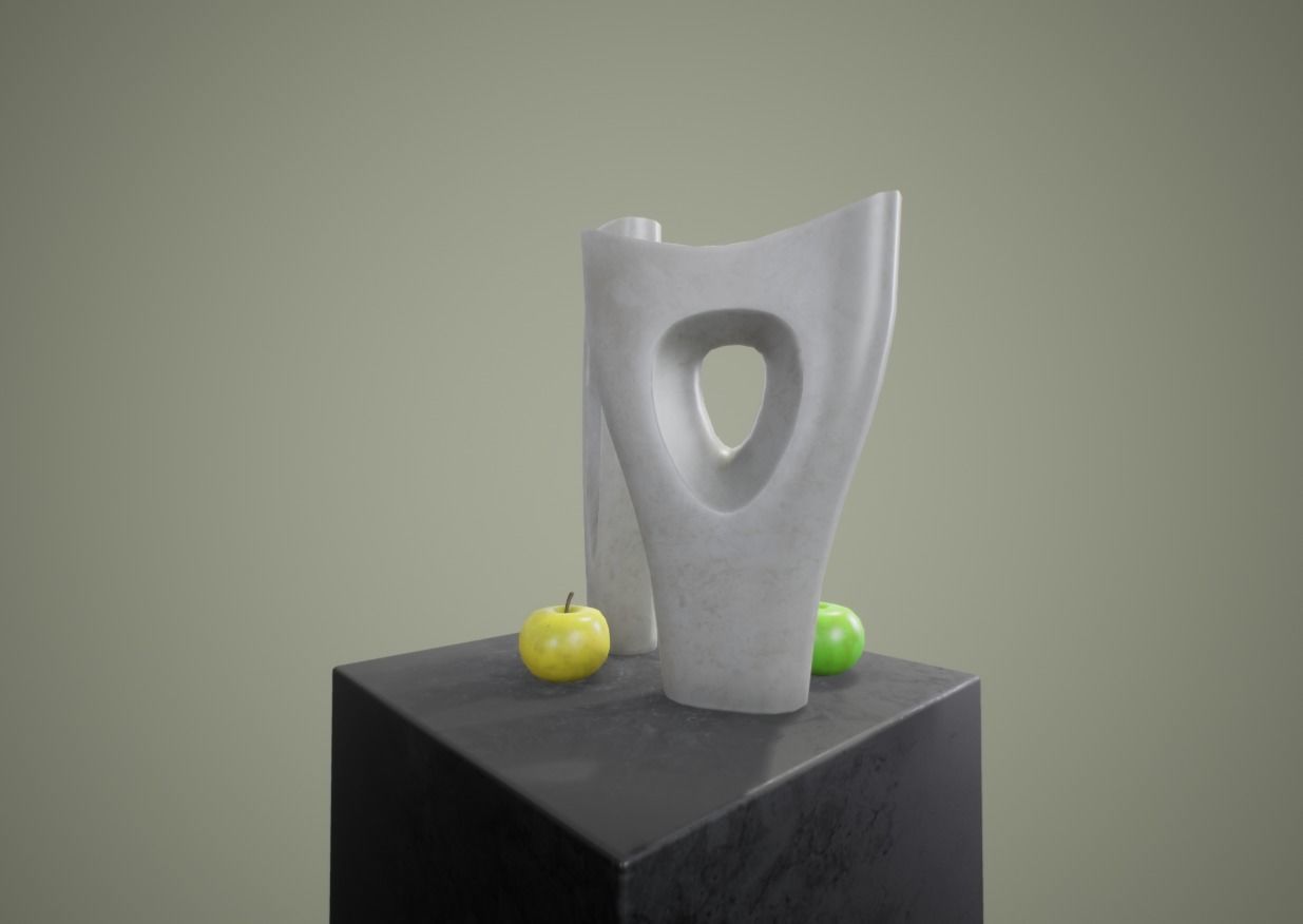 Apple and Two Marble Vases AR VR low-poly Low-poly 3D model_6