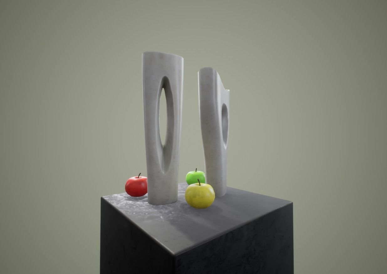 Apple and Two Marble Vases AR VR low-poly Low-poly 3D model_4