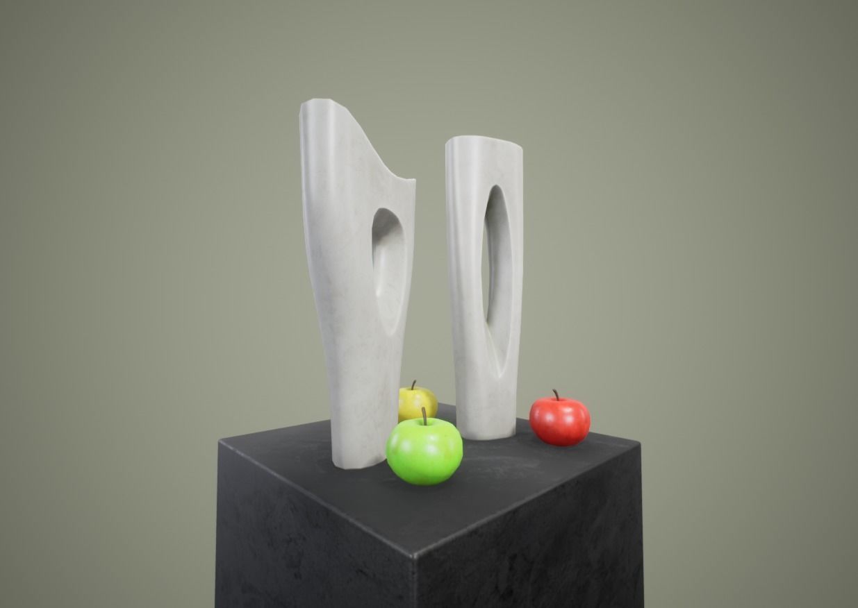 Apple and Two Marble Vases AR VR low-poly Low-poly 3D model_8
