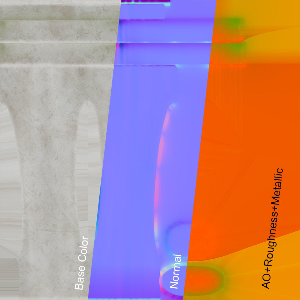 Apple and Two Marble Vases AR VR low-poly Low-poly 3D model_13