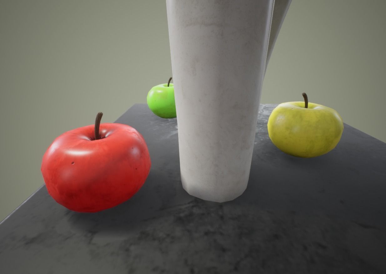 Apple and Two Marble Vases AR VR low-poly Low-poly 3D model_11