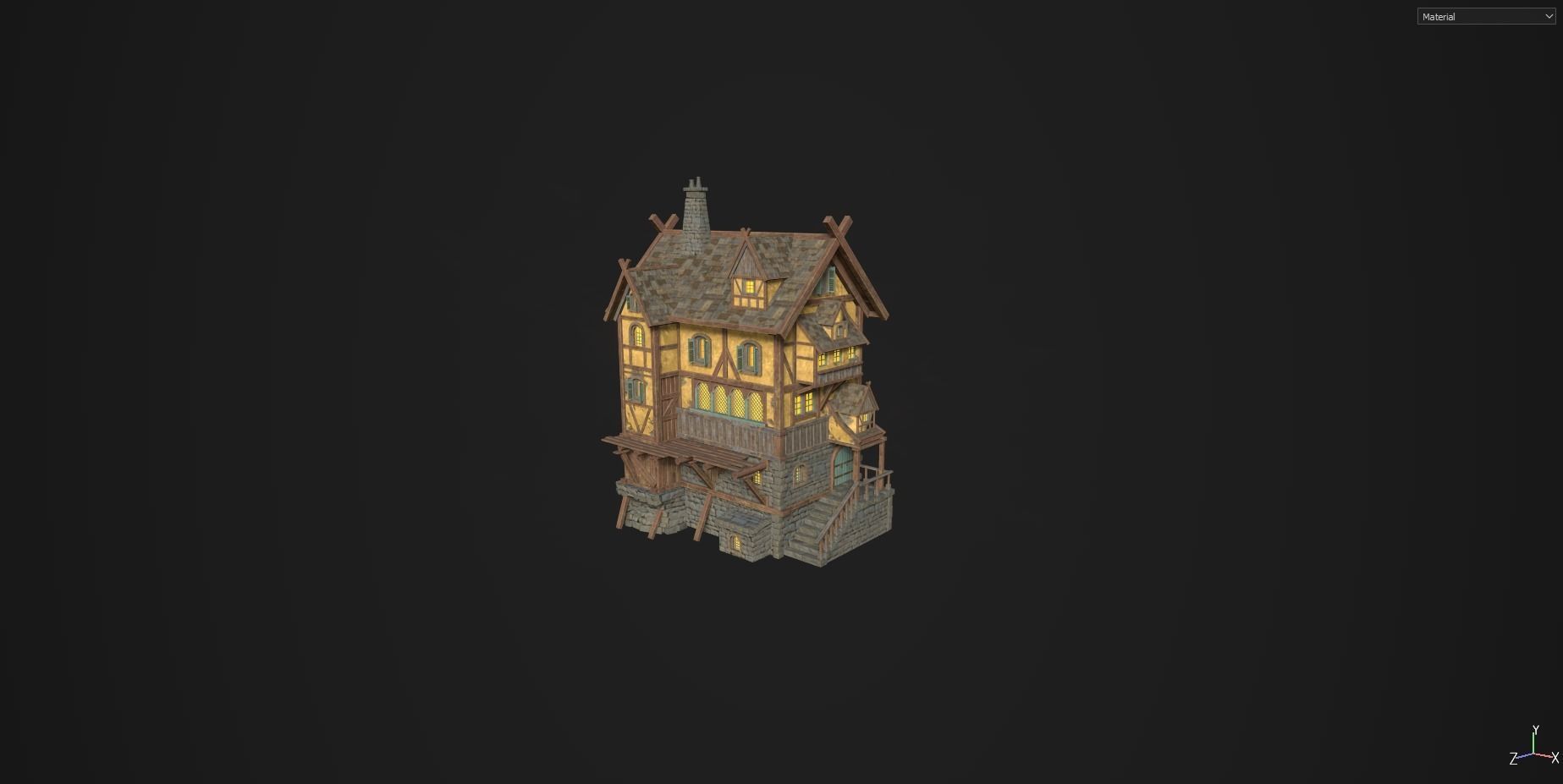 Town House Low-poly 3D model_11