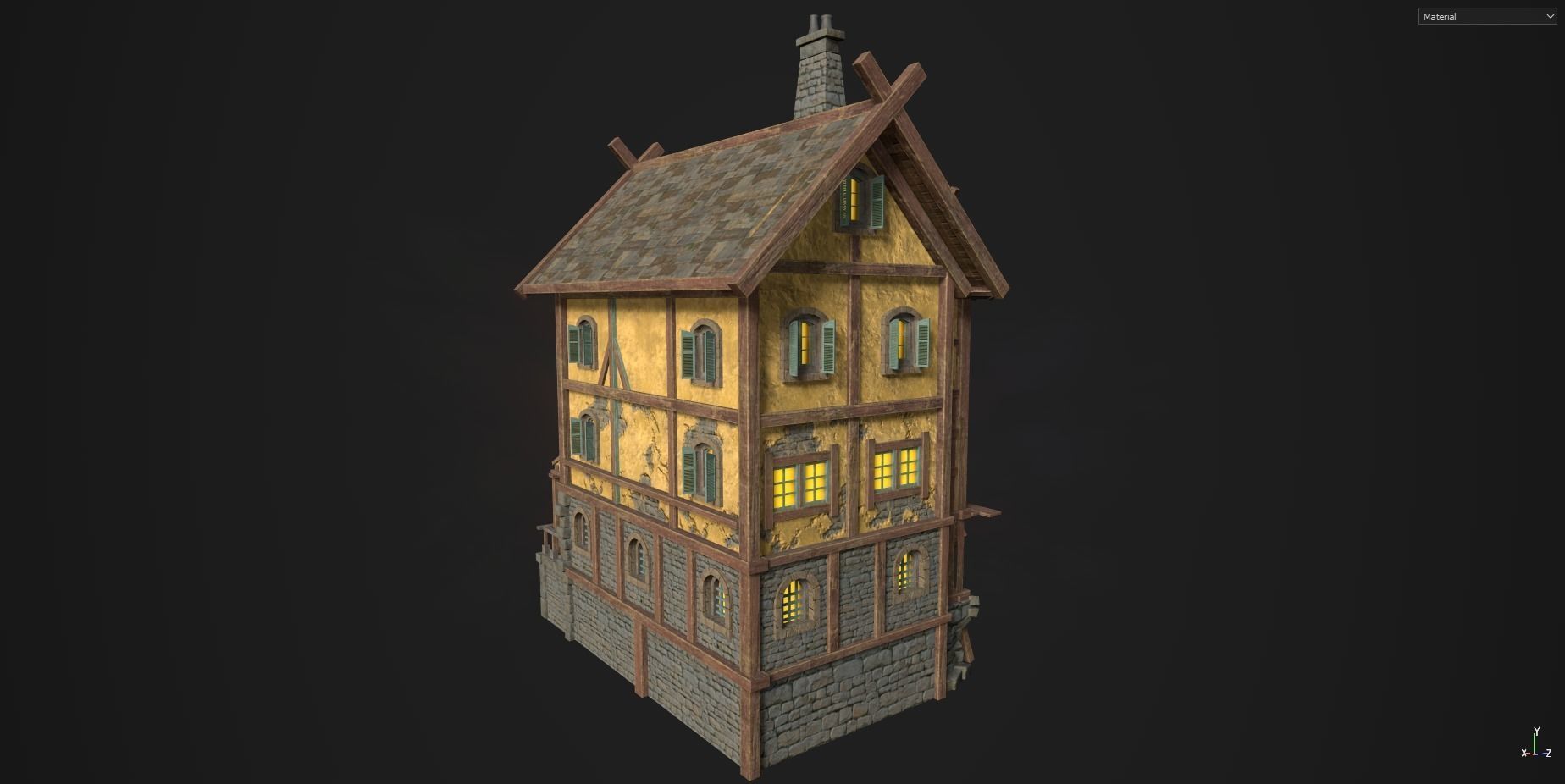 Town House Low-poly 3D model_4
