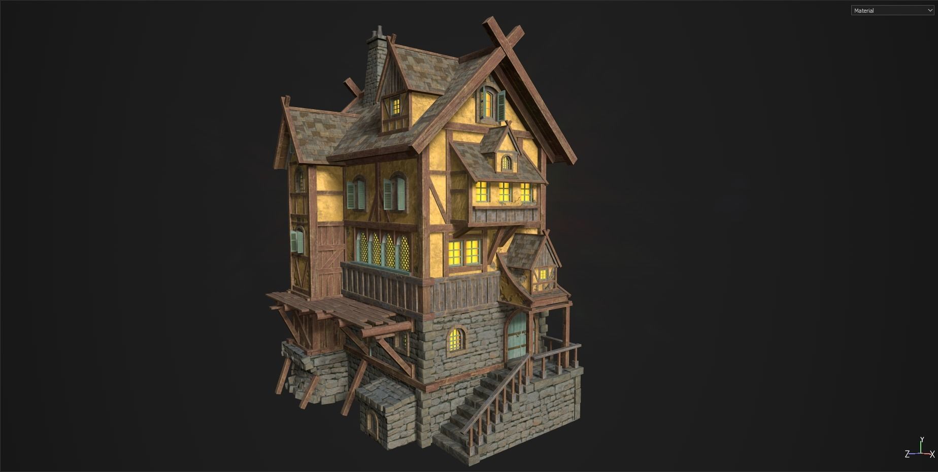 Town House Low-poly 3D model_7