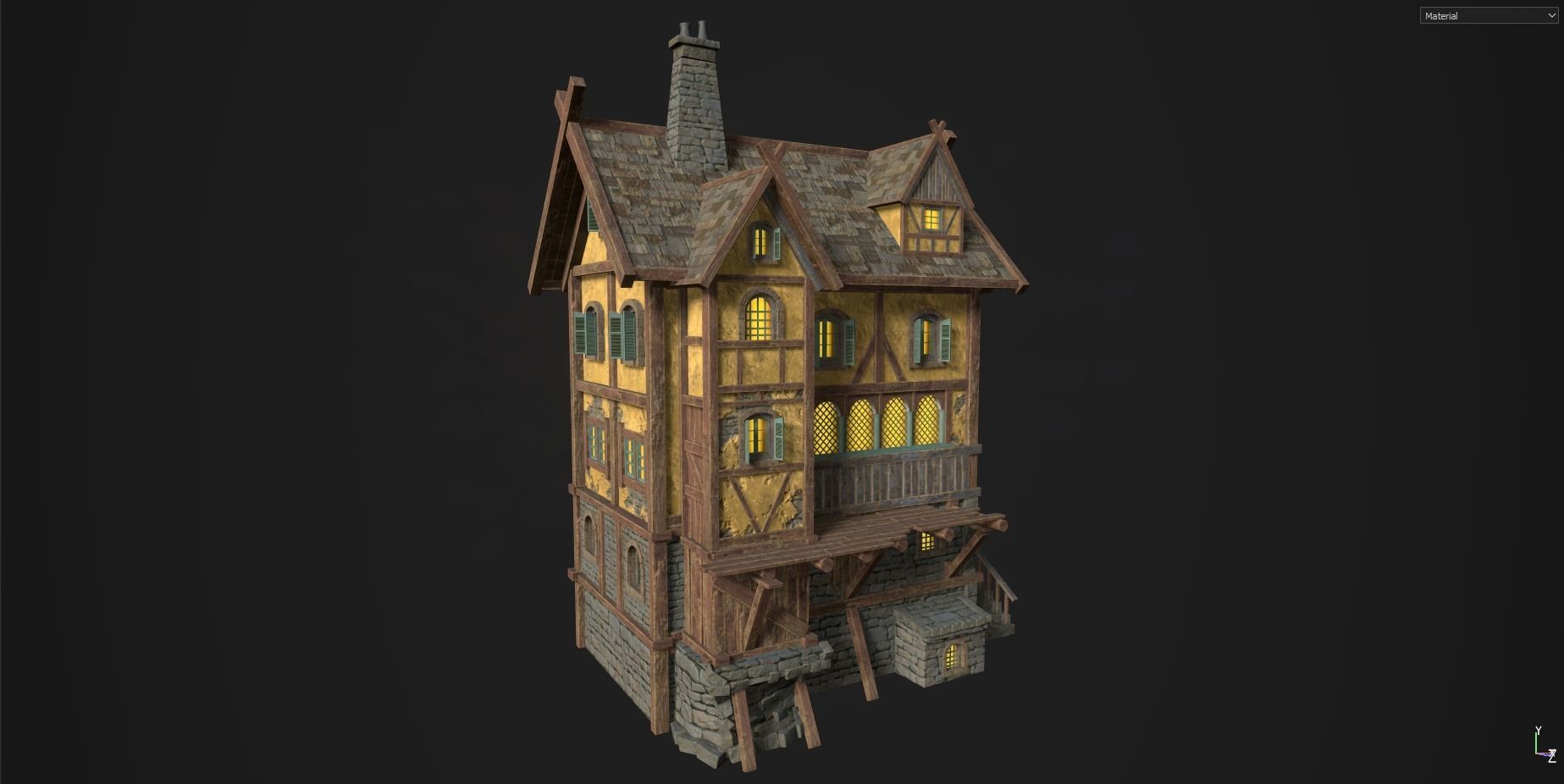 Town House Low-poly 3D model_2