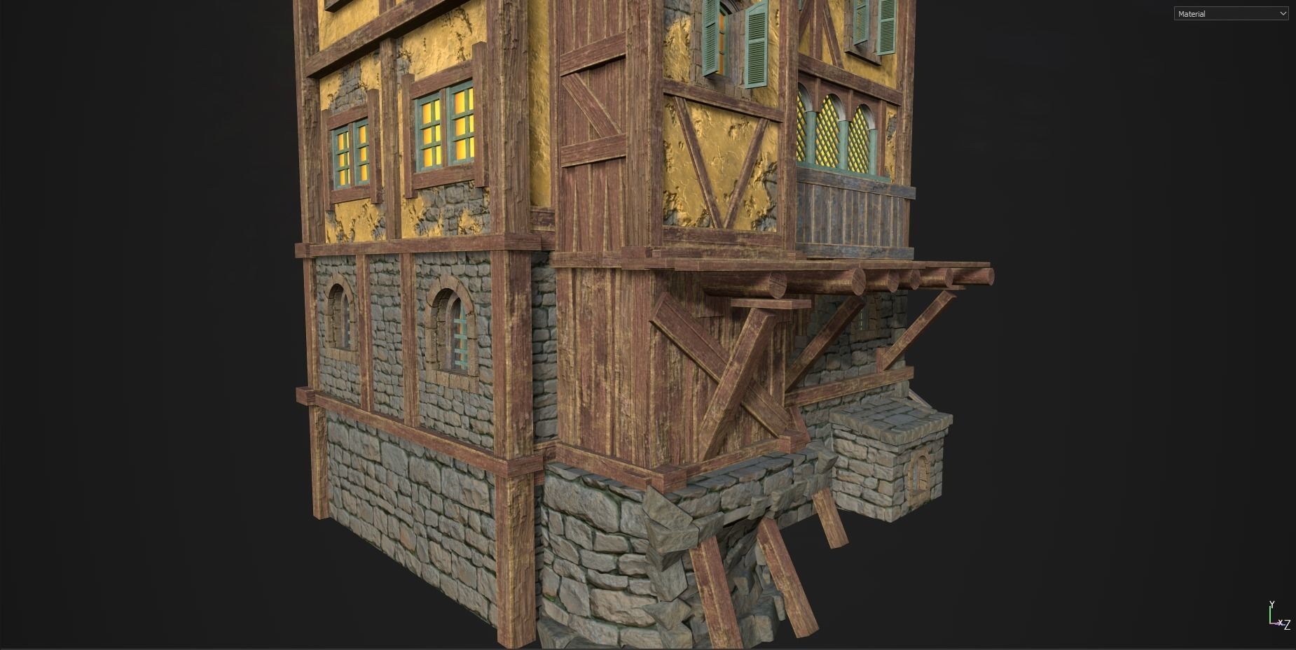 Town House Low-poly 3D model_16