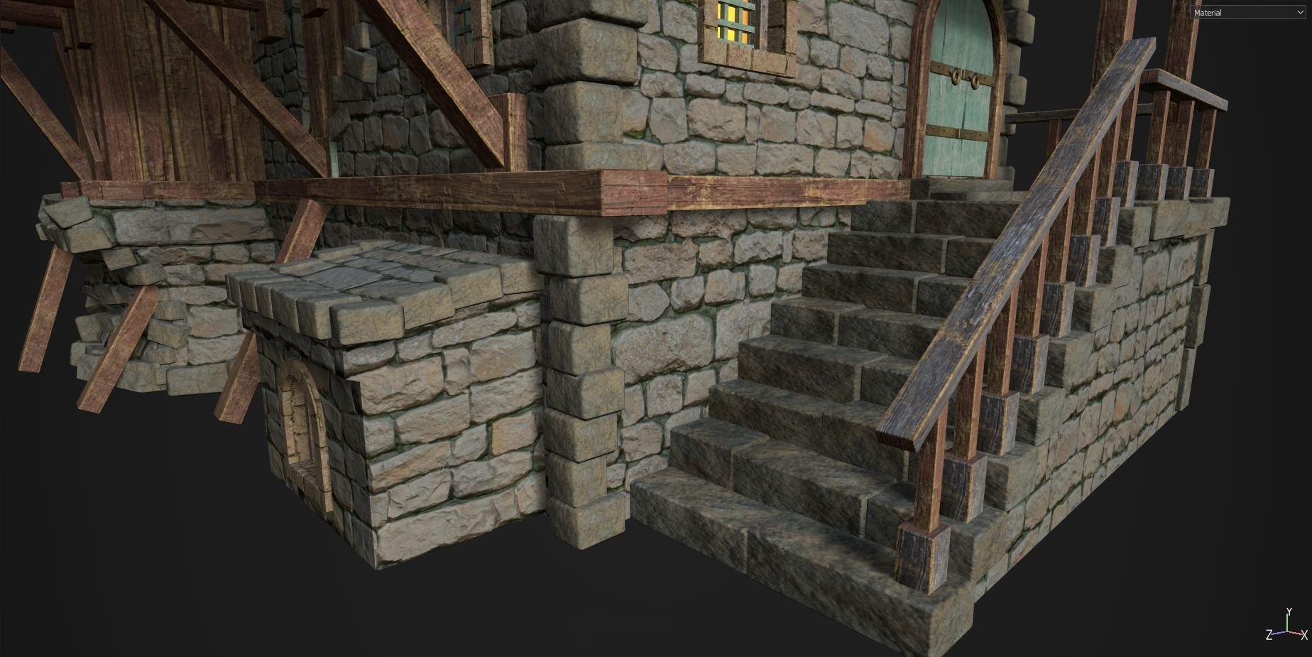 Town House Low-poly 3D model_8