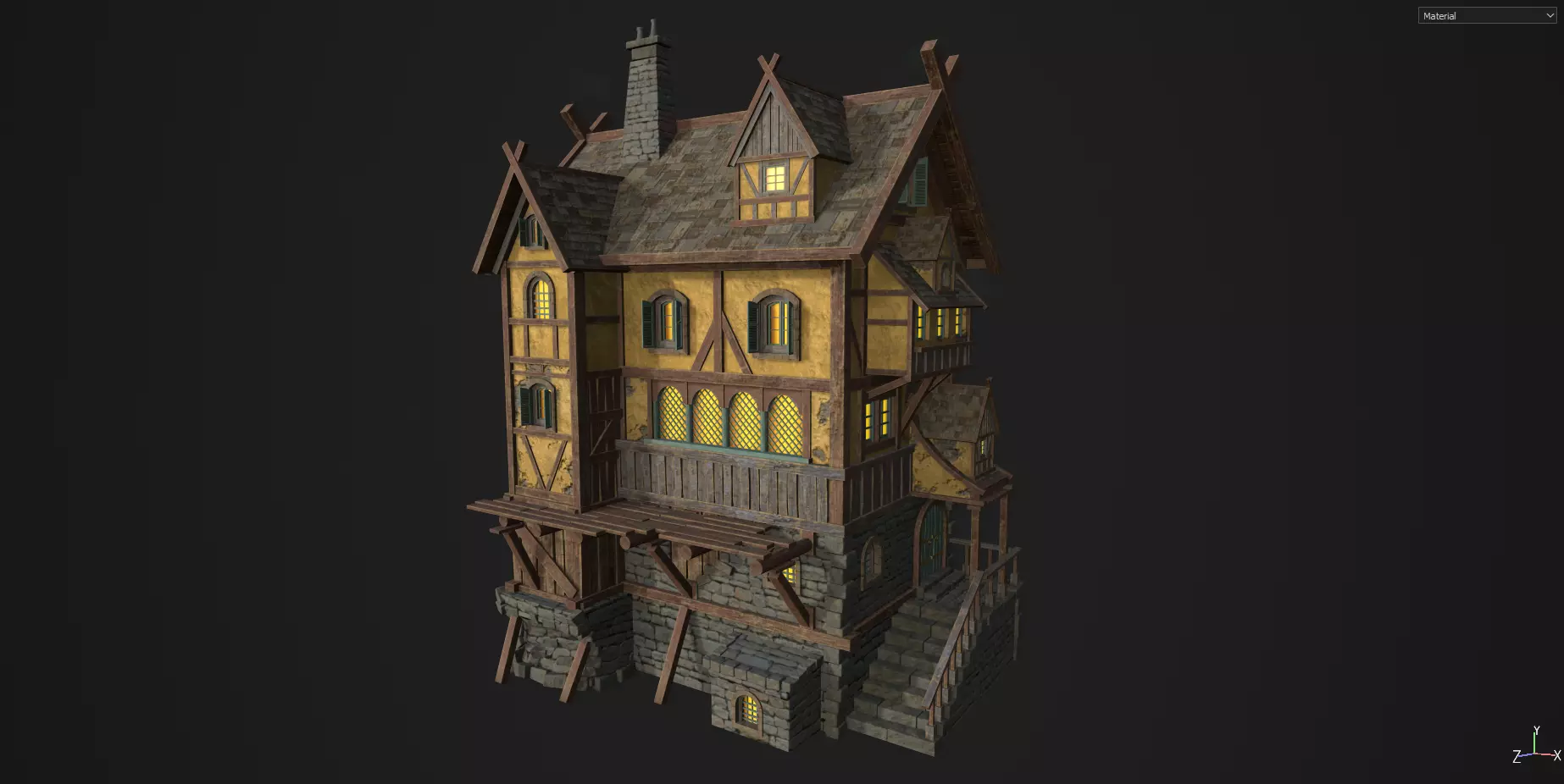 Town House Low-poly 3D model_0