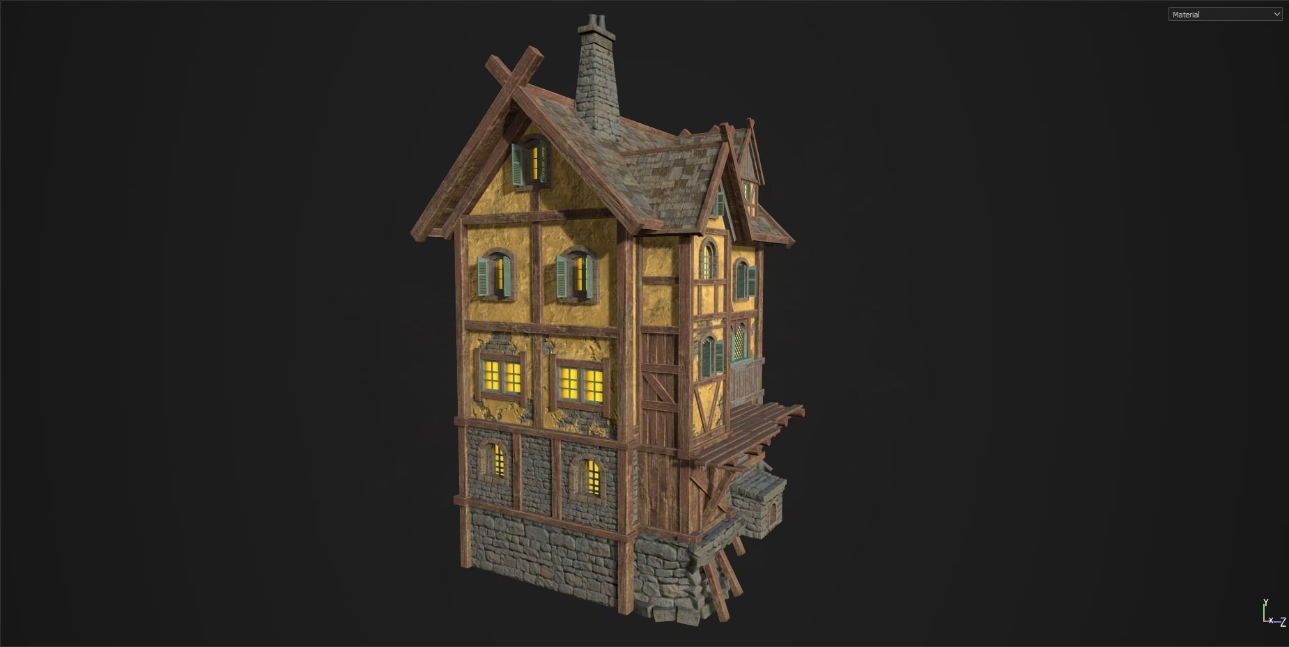 Town House Low-poly 3D model_3