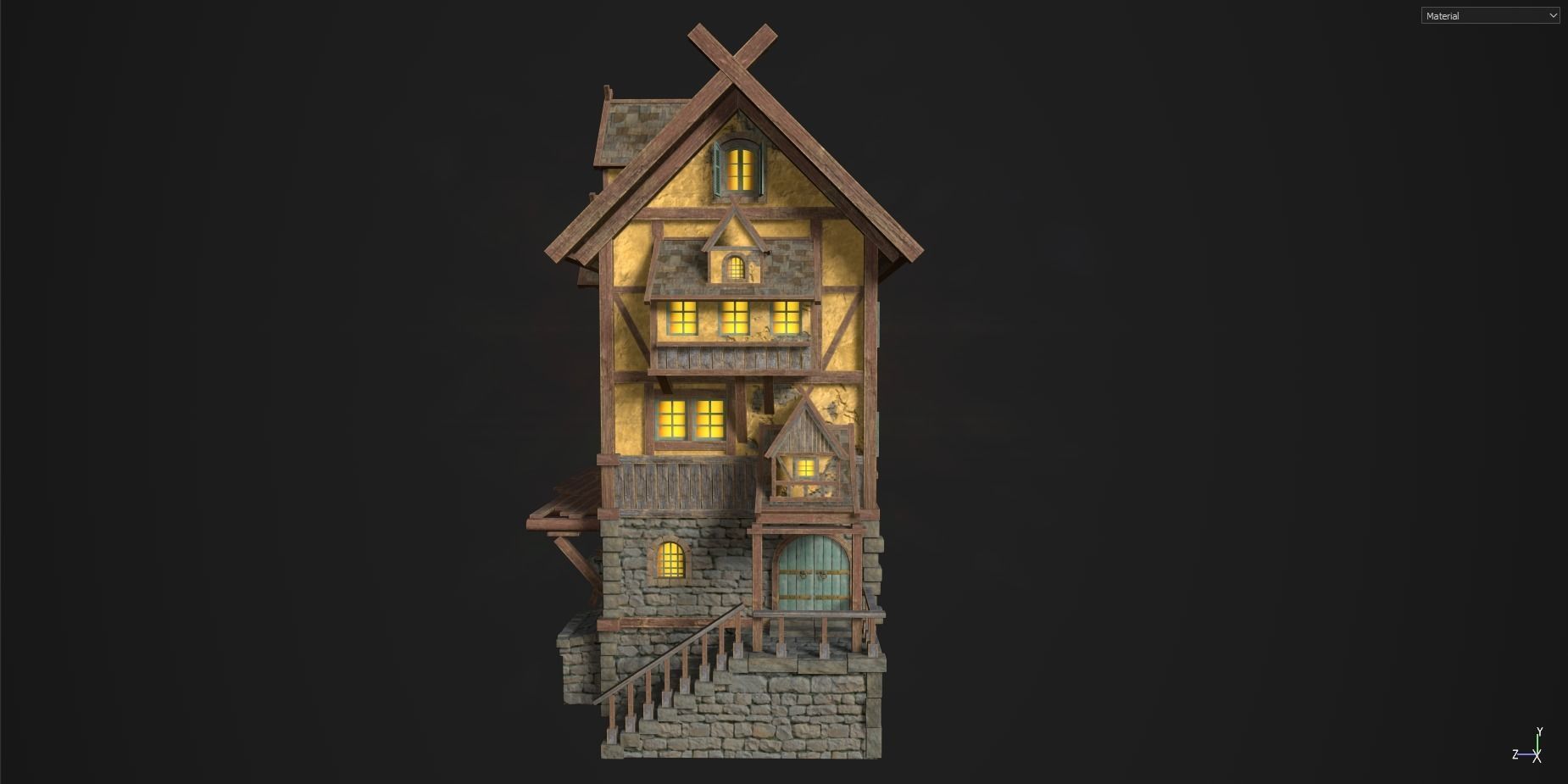 Town House Low-poly 3D model_6