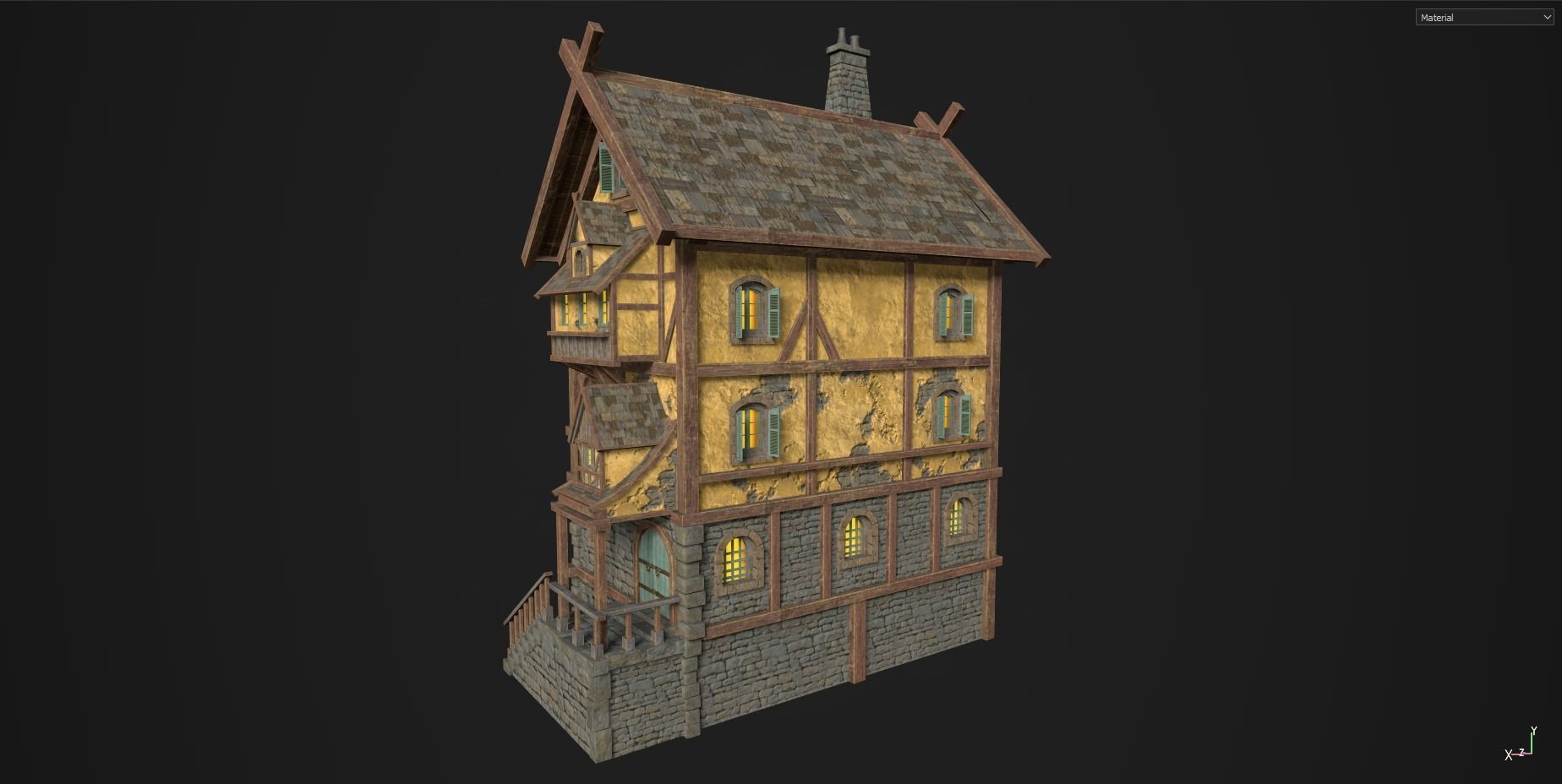 Town House Low-poly 3D model_5