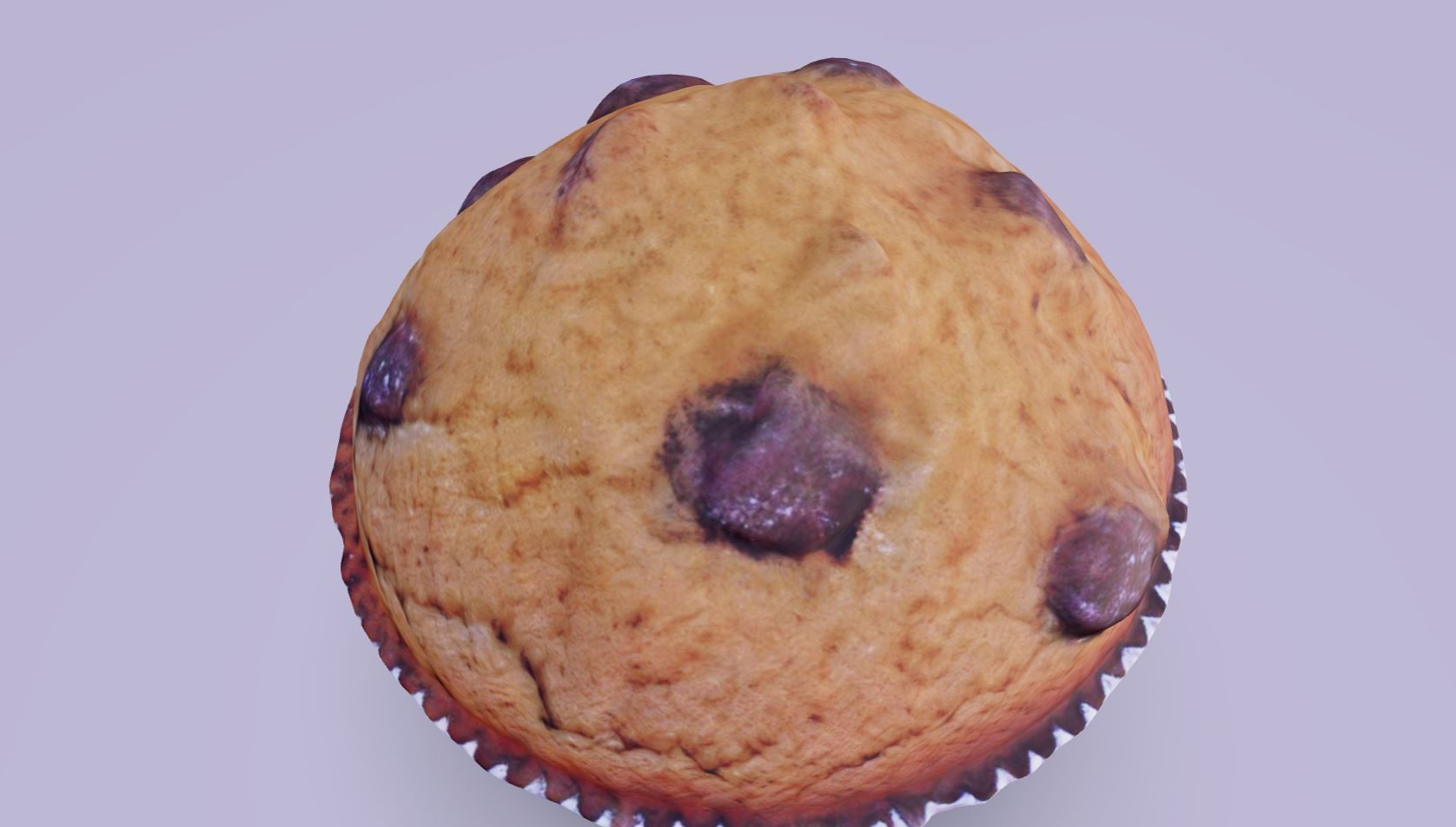 3D scanned low poly Chocolate chip muffin in paper liner Low-poly 3D model_3