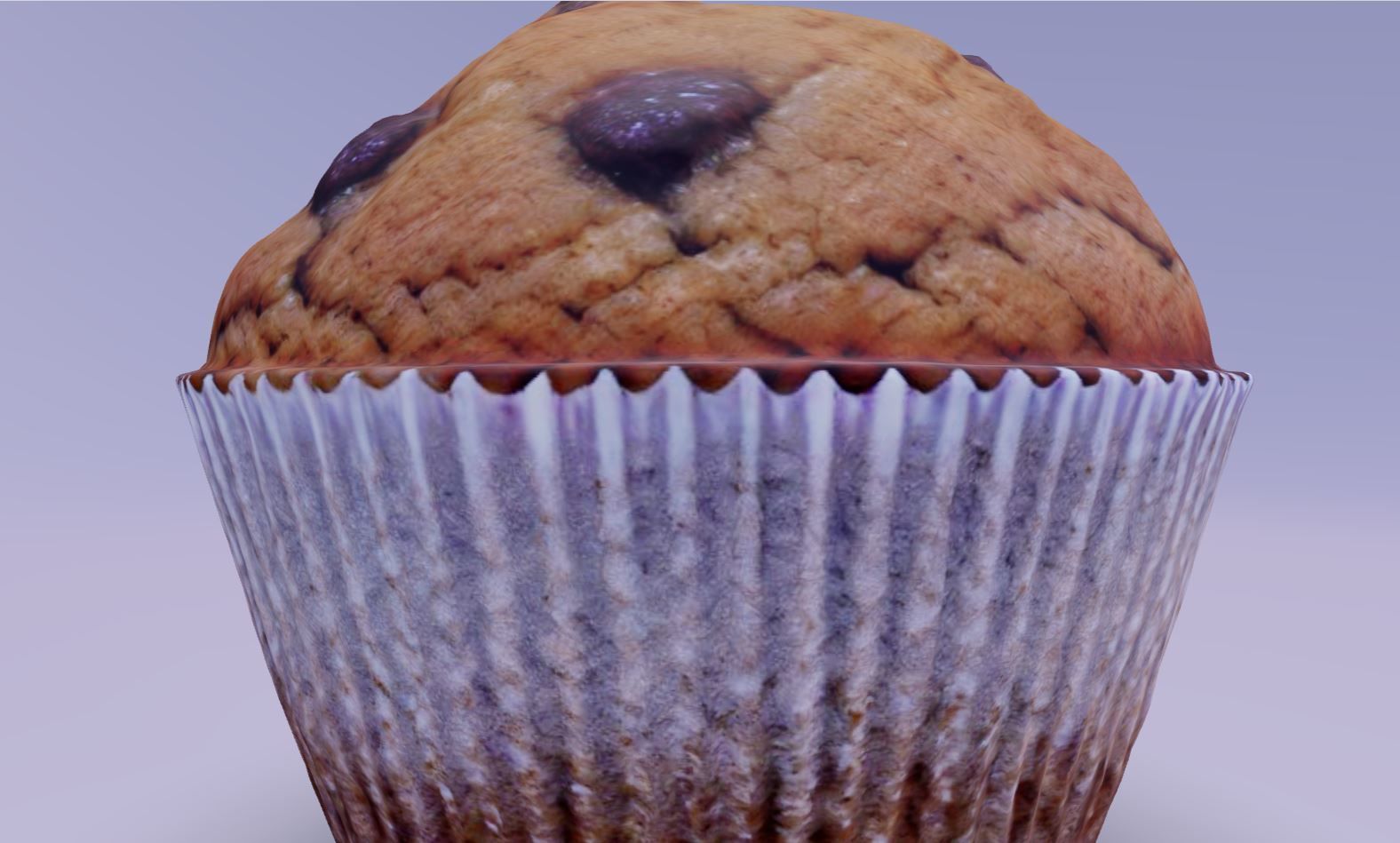 3D scanned low poly Chocolate chip muffin in paper liner Low-poly 3D model_4