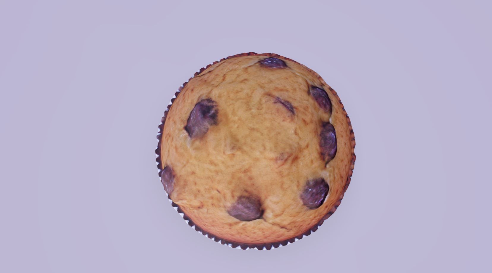 3D scanned low poly Chocolate chip muffin in paper liner Low-poly 3D model_2