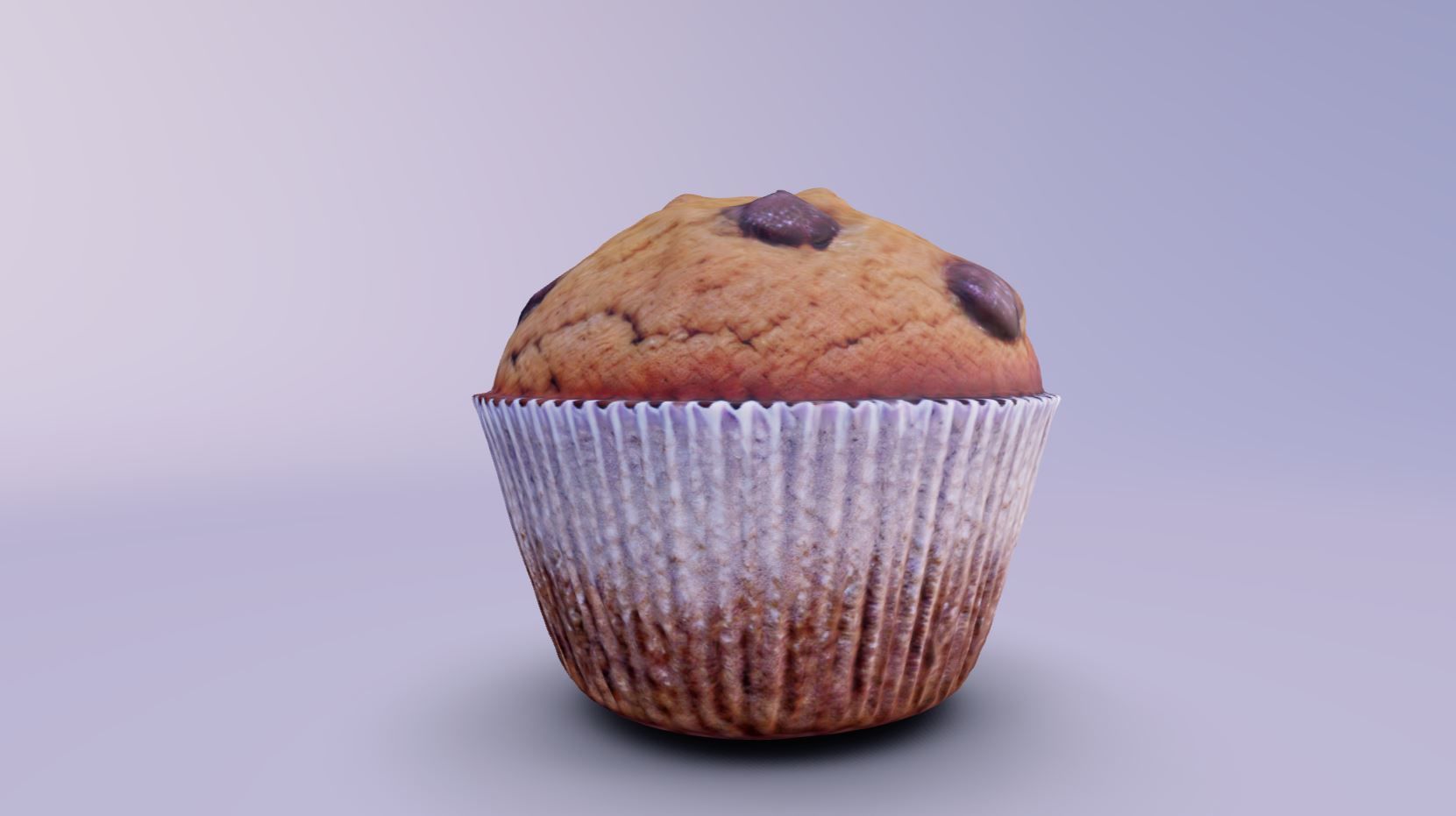 3D scanned low poly Chocolate chip muffin in paper liner Low-poly 3D model_1