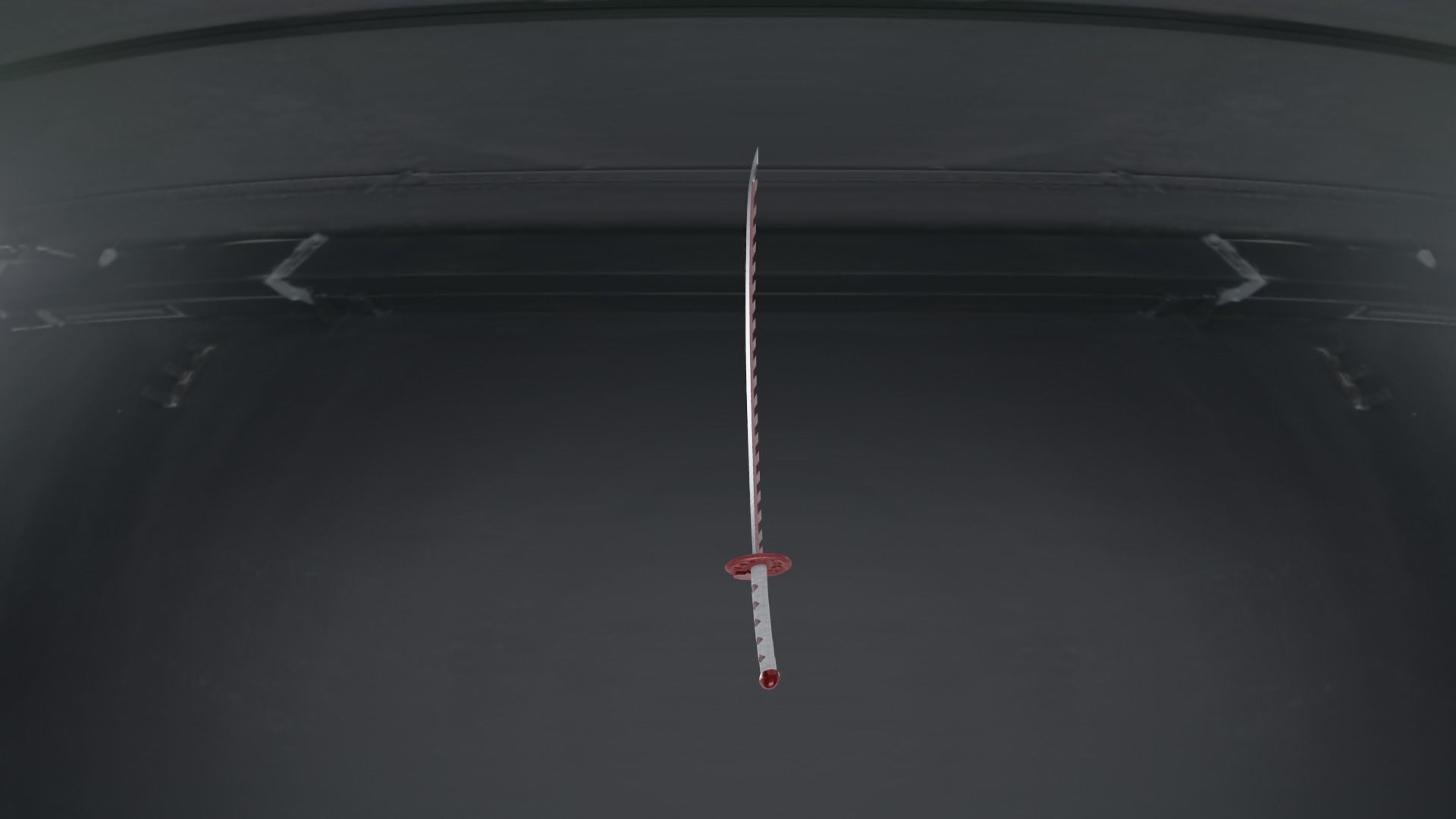 Katana samurai sword hanging from ceiling of car Low-poly 3D model_2