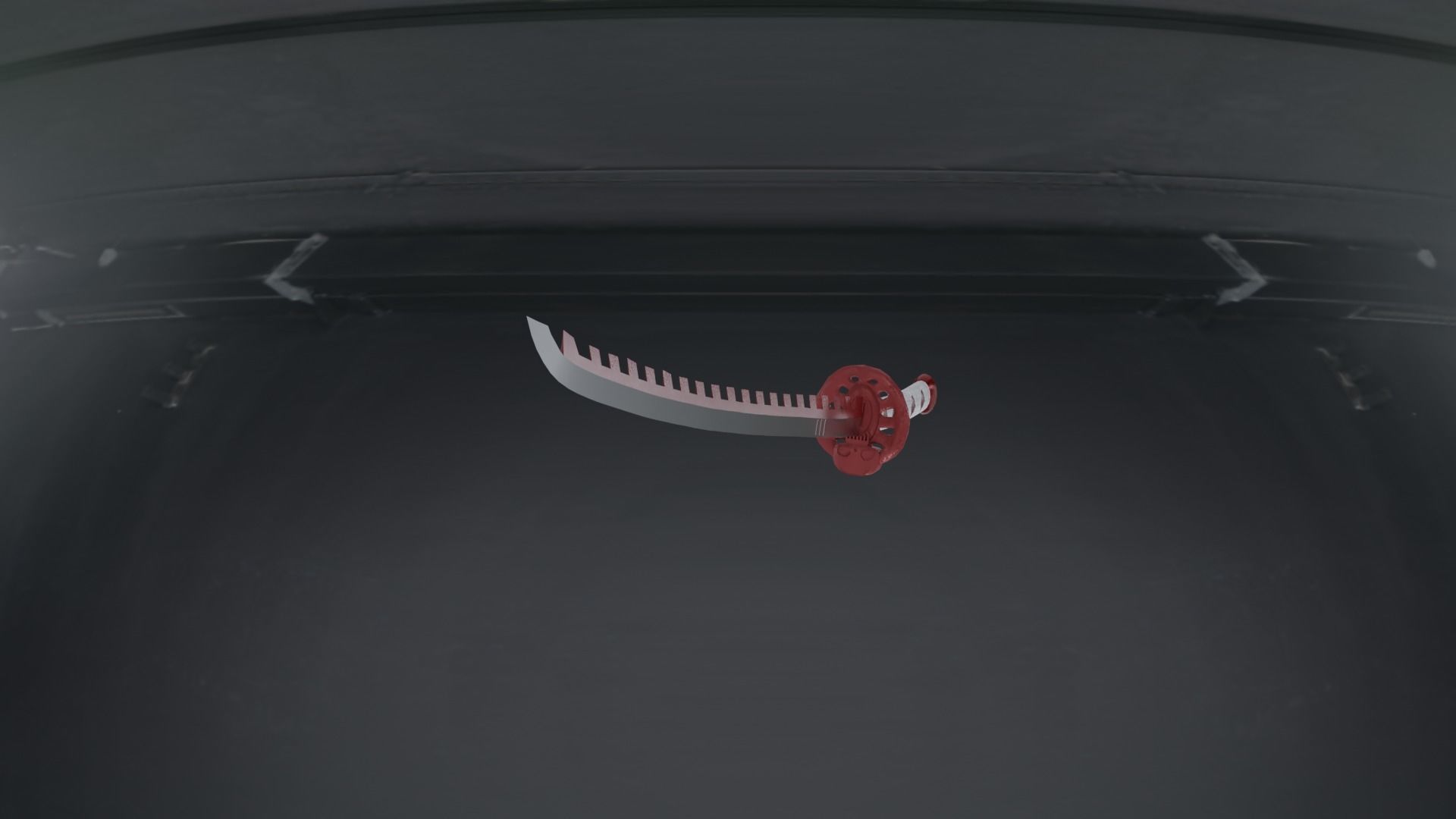 Katana samurai sword hanging from ceiling of car Low-poly 3D model_3