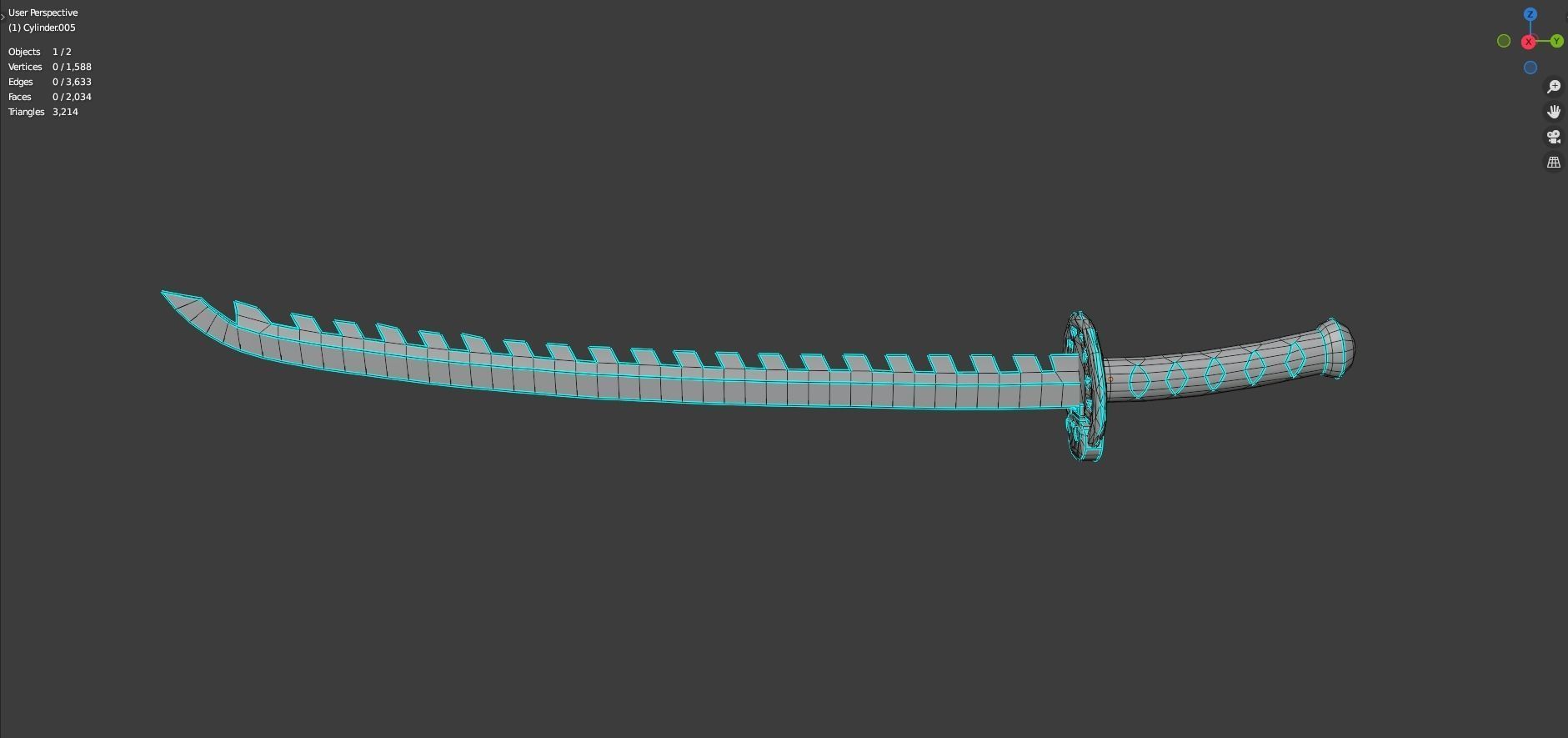 Katana samurai sword hanging from ceiling of car Low-poly 3D model_5