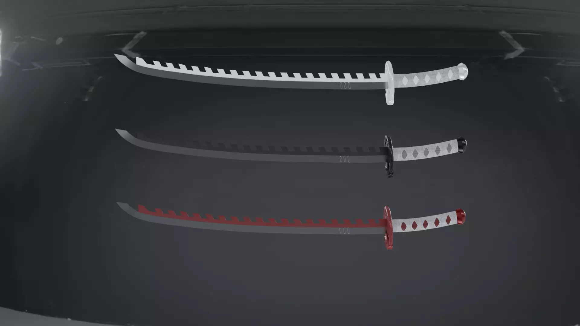 Katana samurai sword hanging from ceiling of car Low-poly 3D model_0