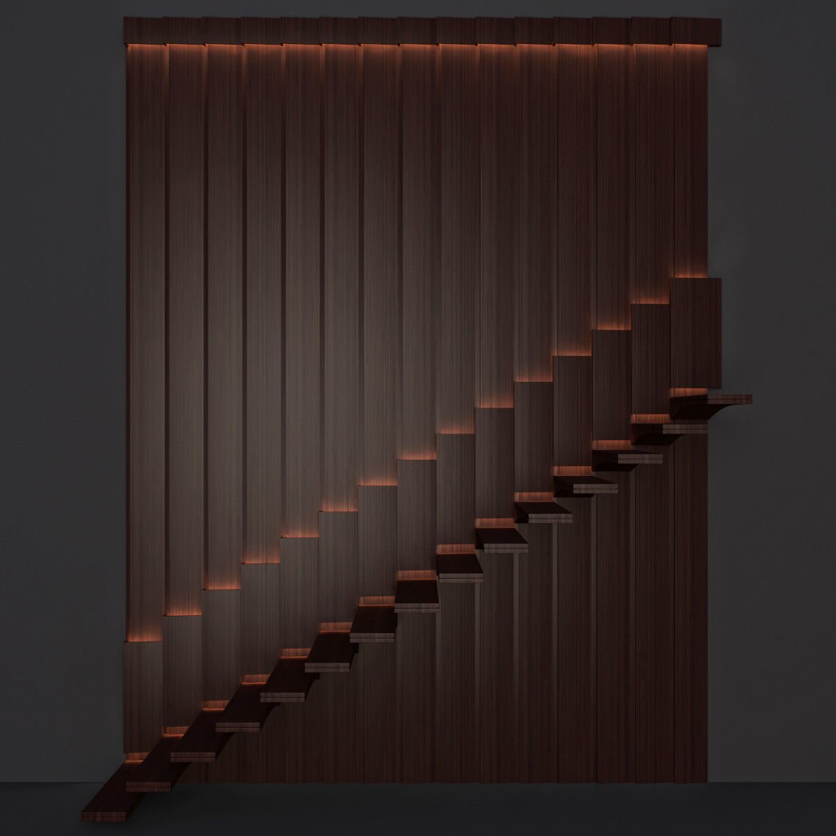 Staircase wooden with lighting 3D model_4