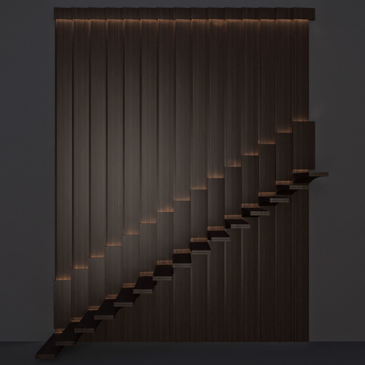 Staircase wooden with lighting 3D model_5