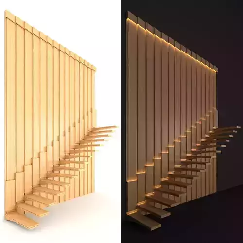Staircase wooden with lighting