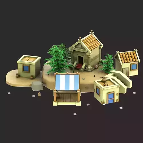 low poly game assets pack 3d model Low-poly 3D model