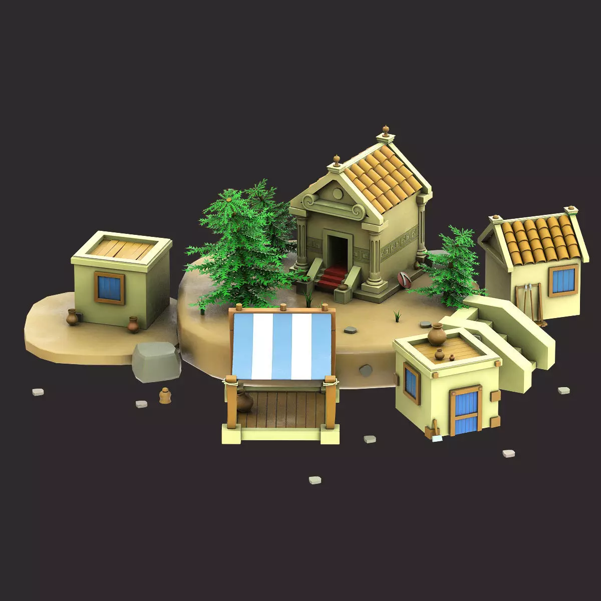 low poly game assets pack 3d model Low-poly 3D model_0