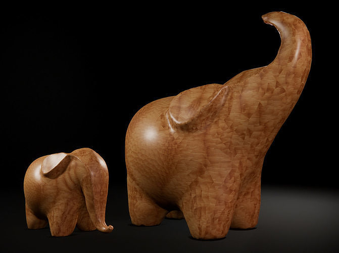 low poly Elephant sculpture 3D model