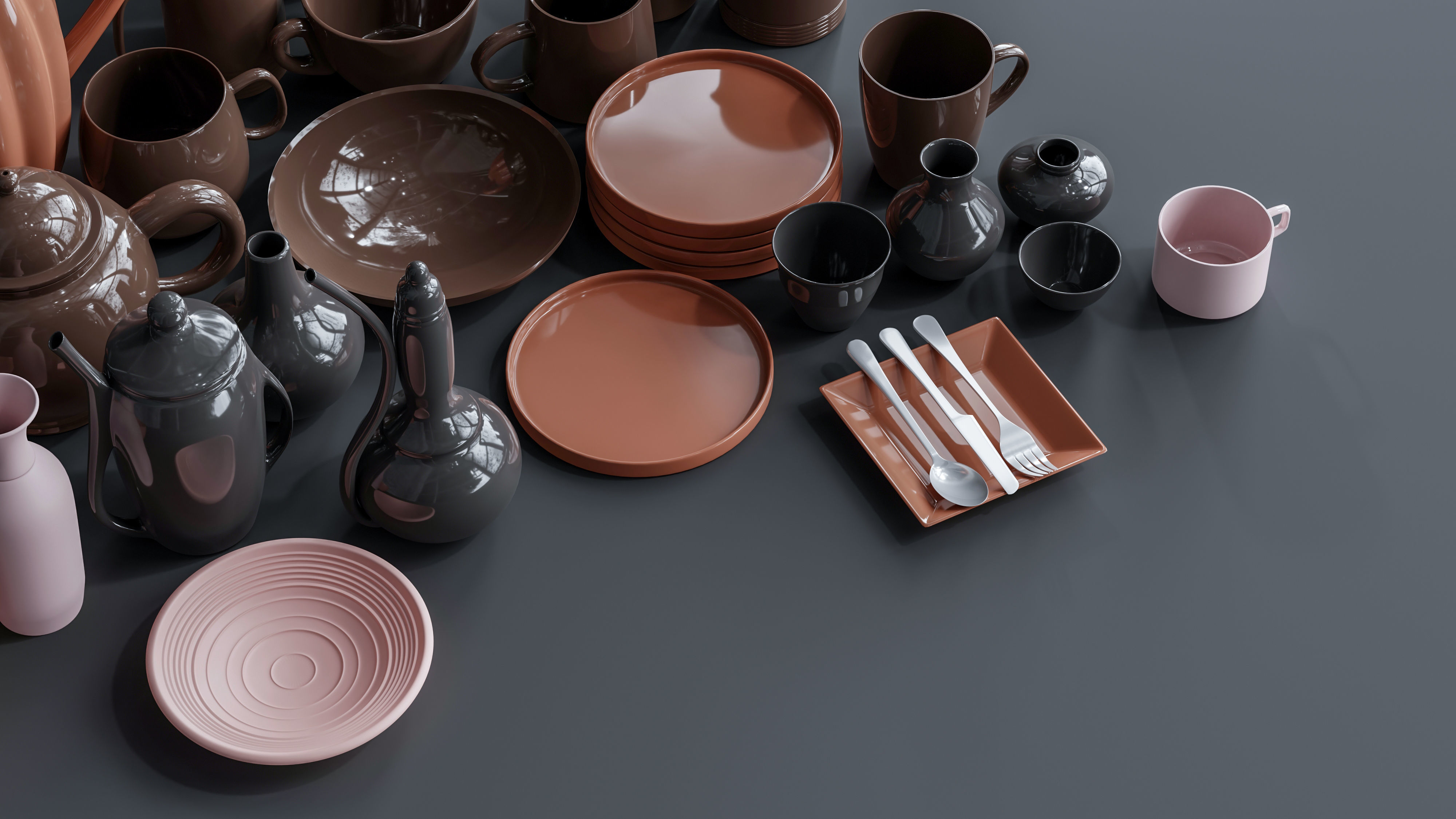 Decorative Porcelain Set 3D model_4