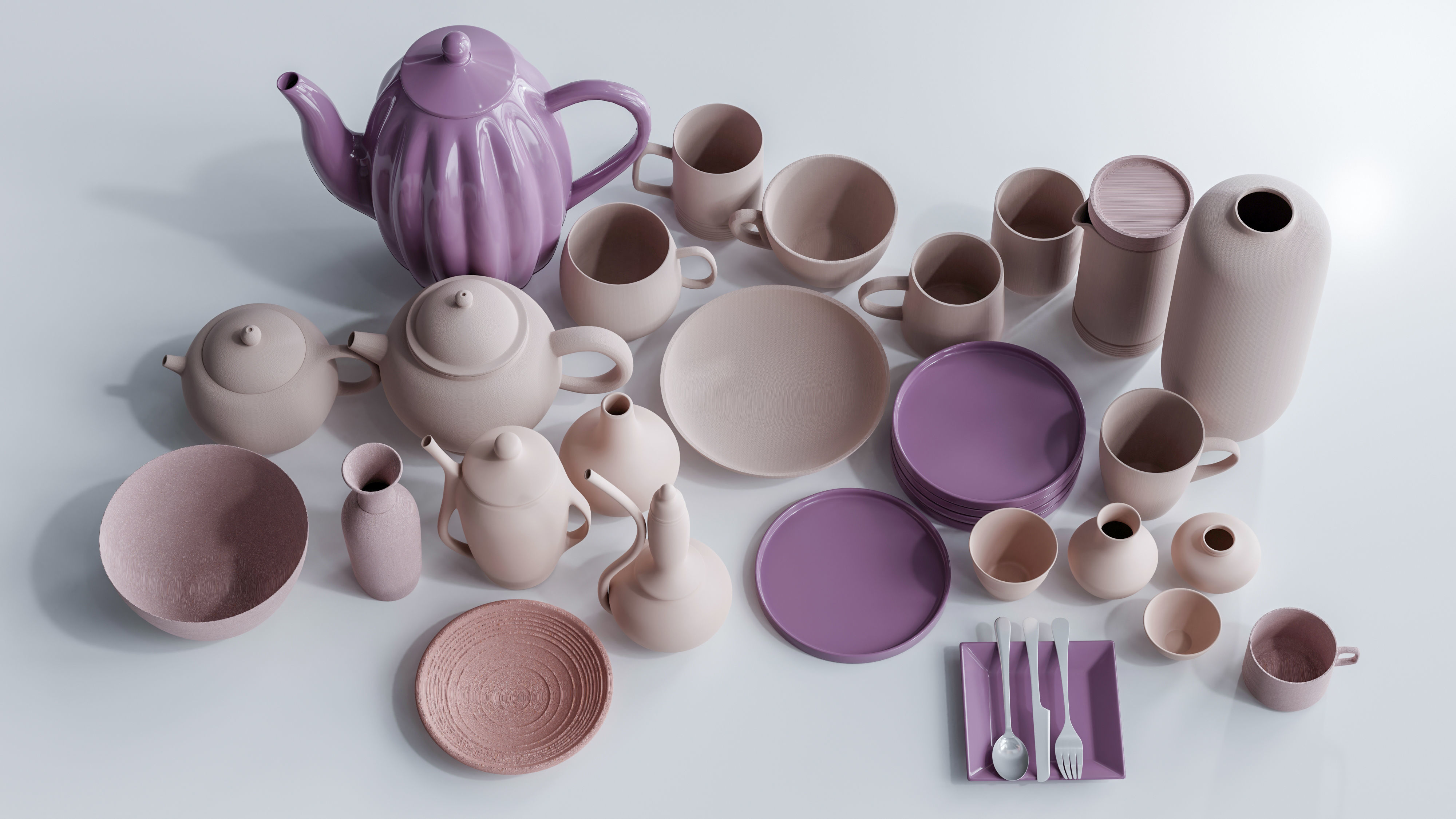 Decorative Porcelain Set 3D model_6