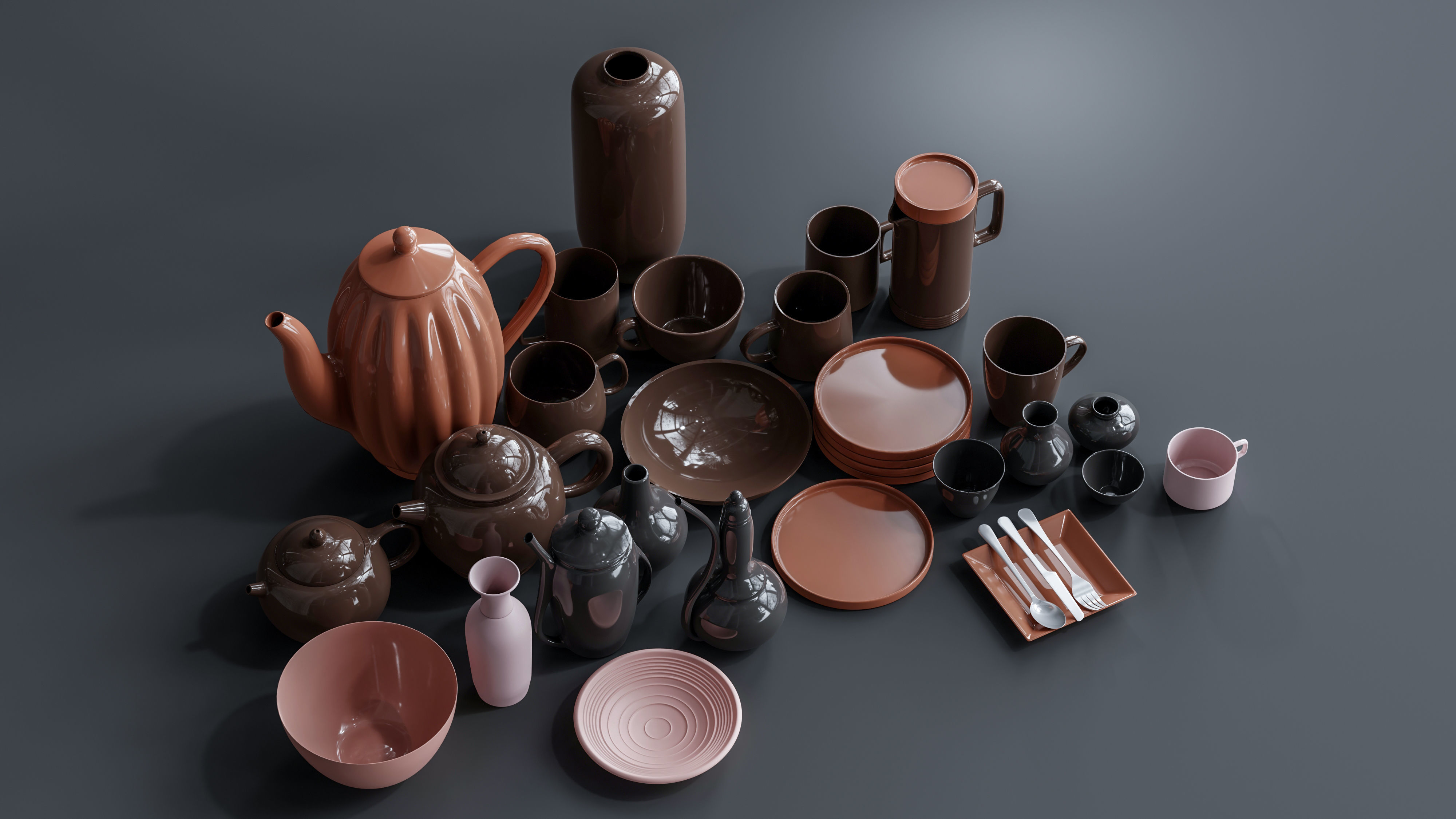 Decorative Porcelain Set 3D model_3