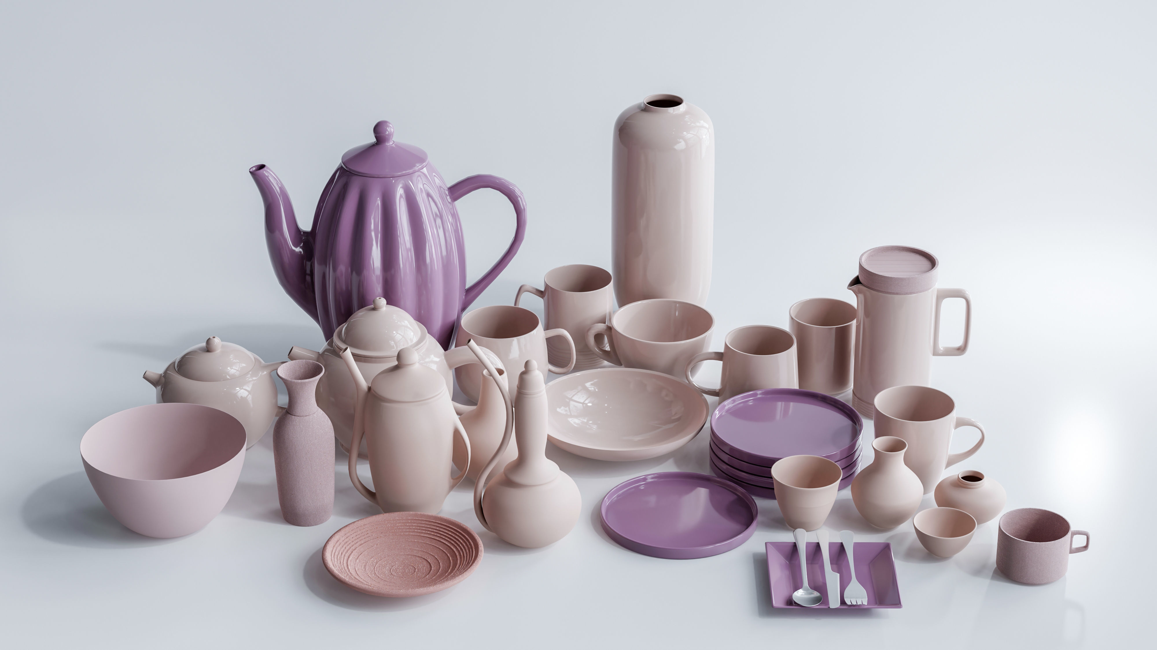 Decorative Porcelain Set 3D model_5