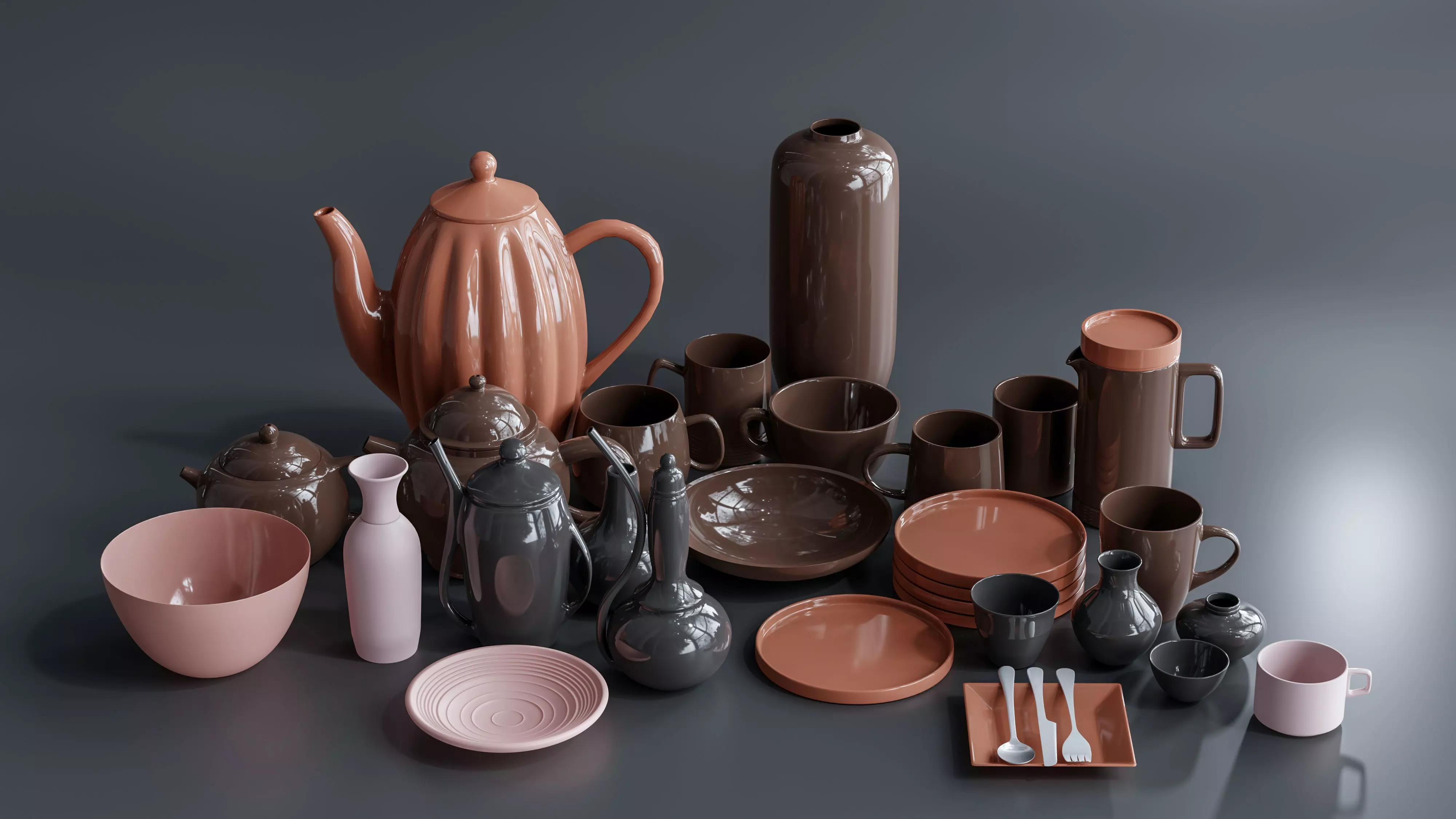 Decorative Porcelain Set 3D model_0